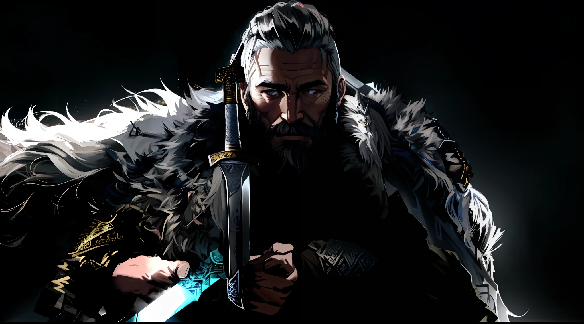 arafed man with a sword in his hand in a scene from the tv vikings, vikings, viking king, holds a sword, with large sword, viking berserker, holding a colossal sword, viking beard, inspired by Ásgrímur Jónsson, holding mjolnir, viking warrior, epic viking king, while holding a sword
