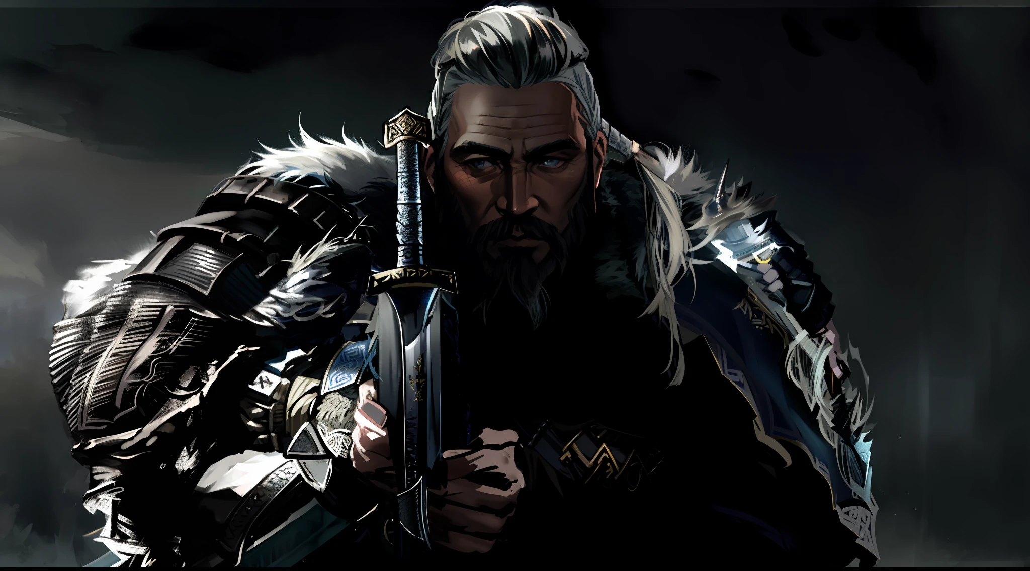 arafed man with a sword in his hand in a scene from the tv vikings, vikings, viking king, holds a sword, with large sword, viking berserker, holding a colossal sword, viking beard, inspired by Ásgrímur Jónsson, holding mjolnir, viking warrior, epic viking king, while holding a sword