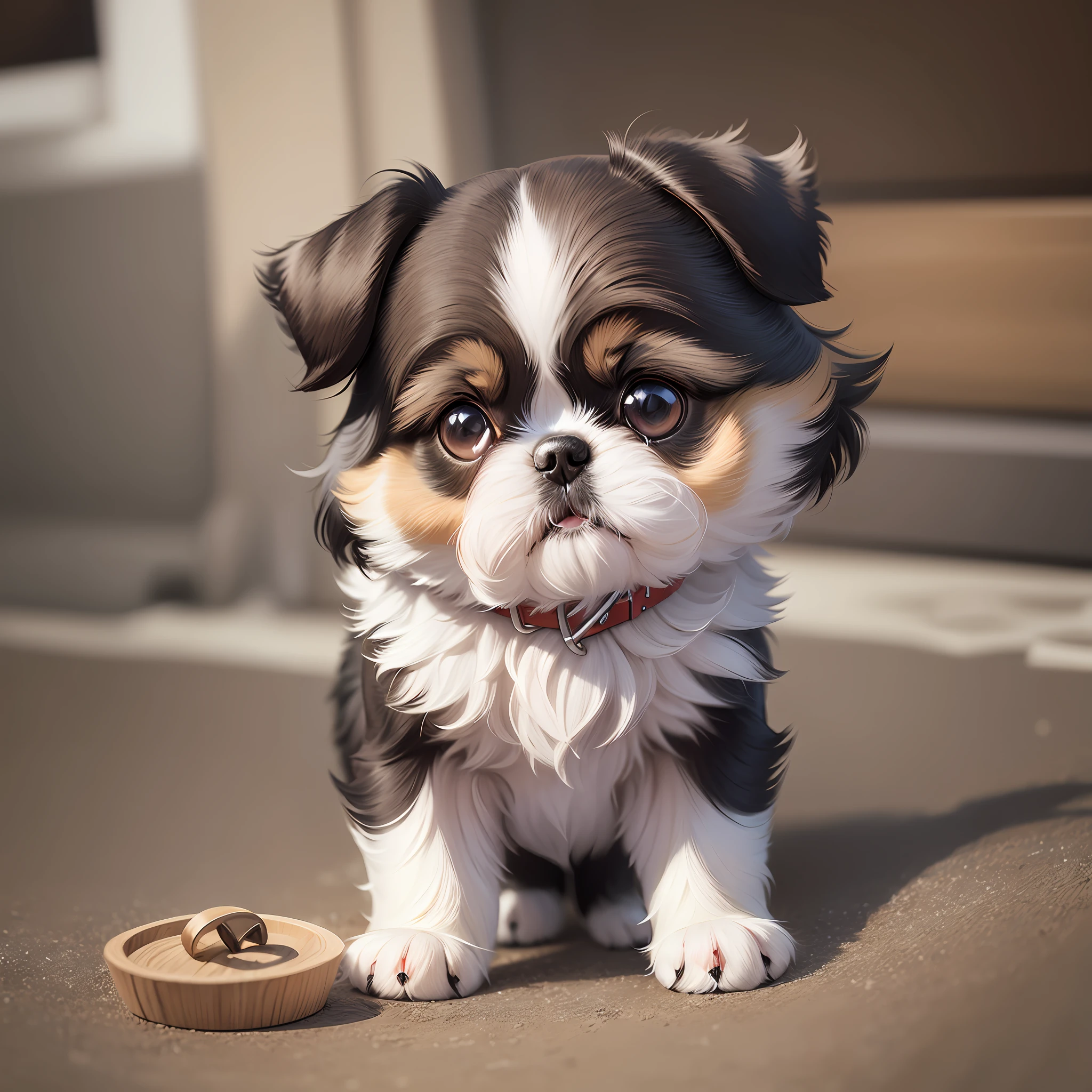 The Shih Tzu is a small, toy breed of dog with a long, white and black, anime, Shih Tzus have a big personality and are known for their loyalty and devotion to their owners --auto --s2