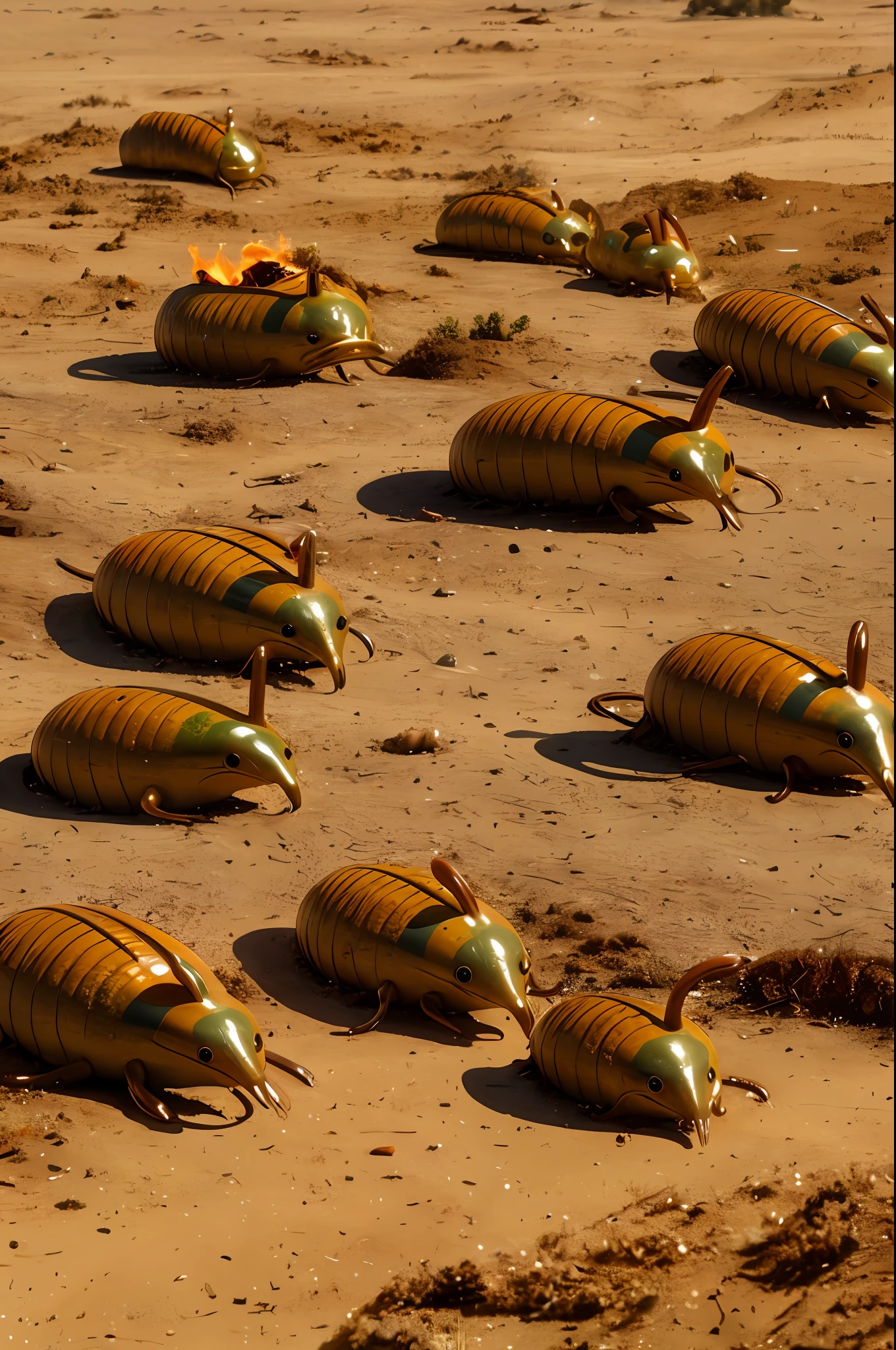 wasteland full of burning slugs