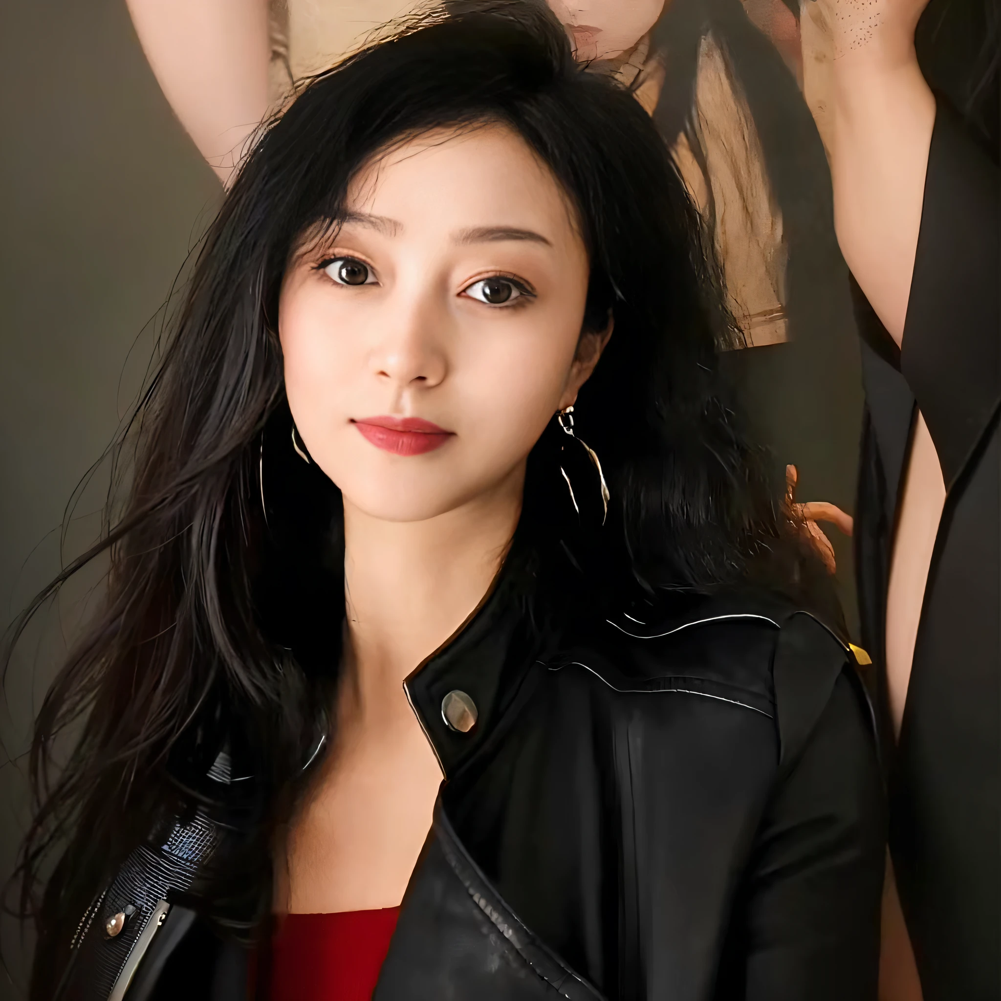 there is a woman with long black hair wearing a black jacket, tzuyu from twice, li zixin, xintong chen, lee ji-eun, lee ji - eun, beautiful south korean woman, heonhwa choe, sha xi, gorgeous young korean woman, inspired by Huang Ji, wenfei ye, ruan jia beautiful!, xision wu