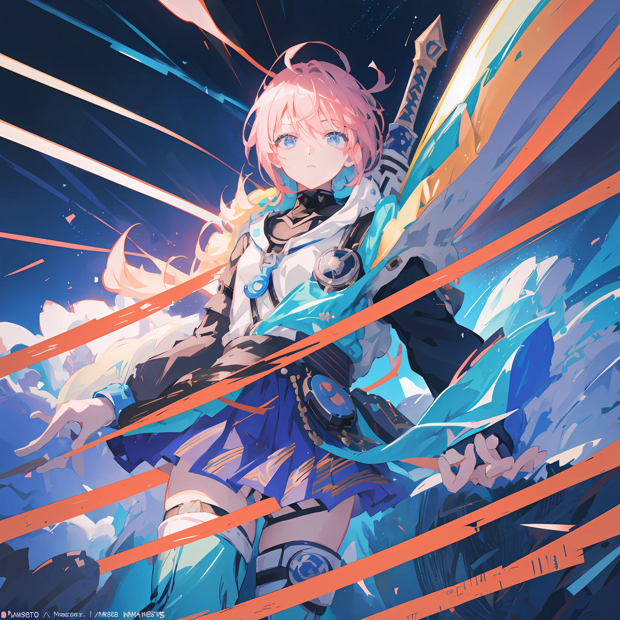 anime anime girl and boy with sword in space with stars, portrait anime space cadet girl, makoto shinkai ( apex legends ), official anime artwork, anime style 4 k, official artwork, badass anime 8 k, anime key visual concept, high detailed official artwork, official art, artwork in the style of guweiz, best anime 4k konachan wallpaper