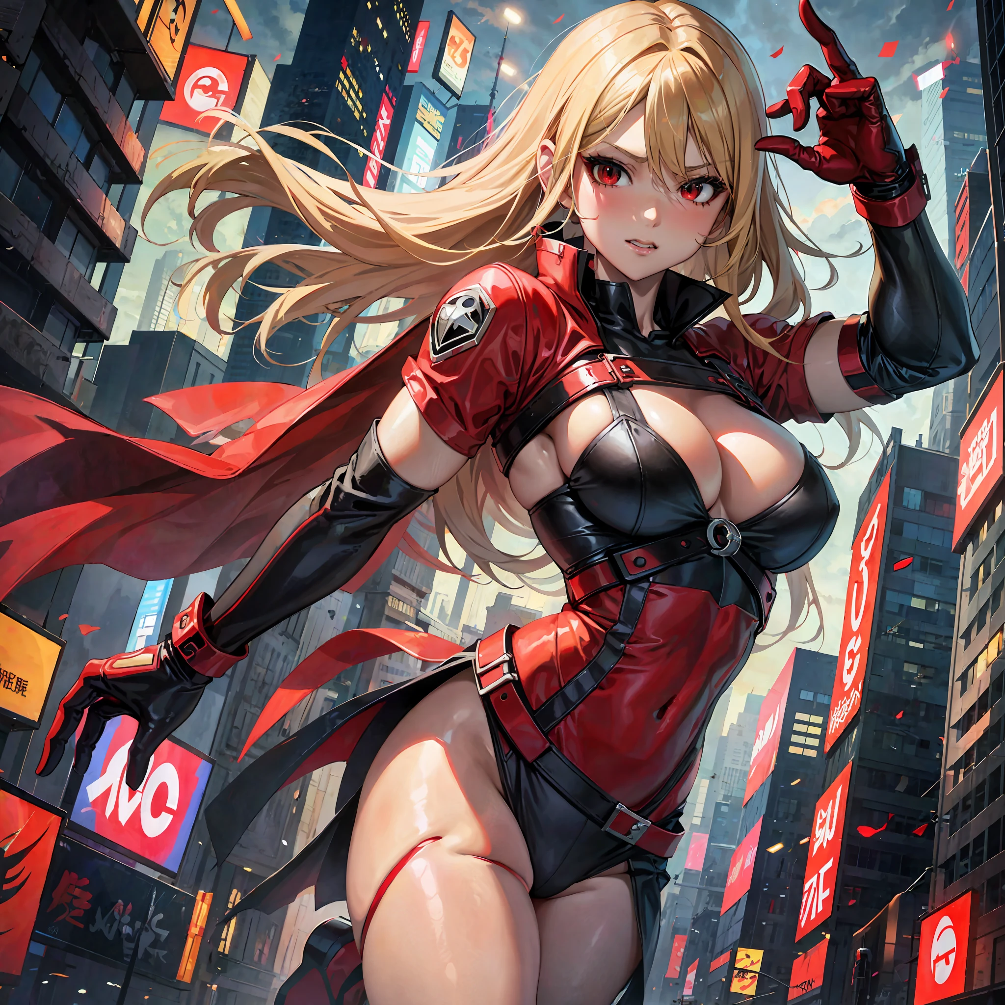 anime girl in a red and black outfit posing in a city, extremely detailed artgerm, ig model | artgerm, style artgerm, ross tran 8 k, artgerm on artstation pixiv, range murata and artgerm, badass anime 8 k, artgerm. anime illustration, anime style 4 k, artgerm style