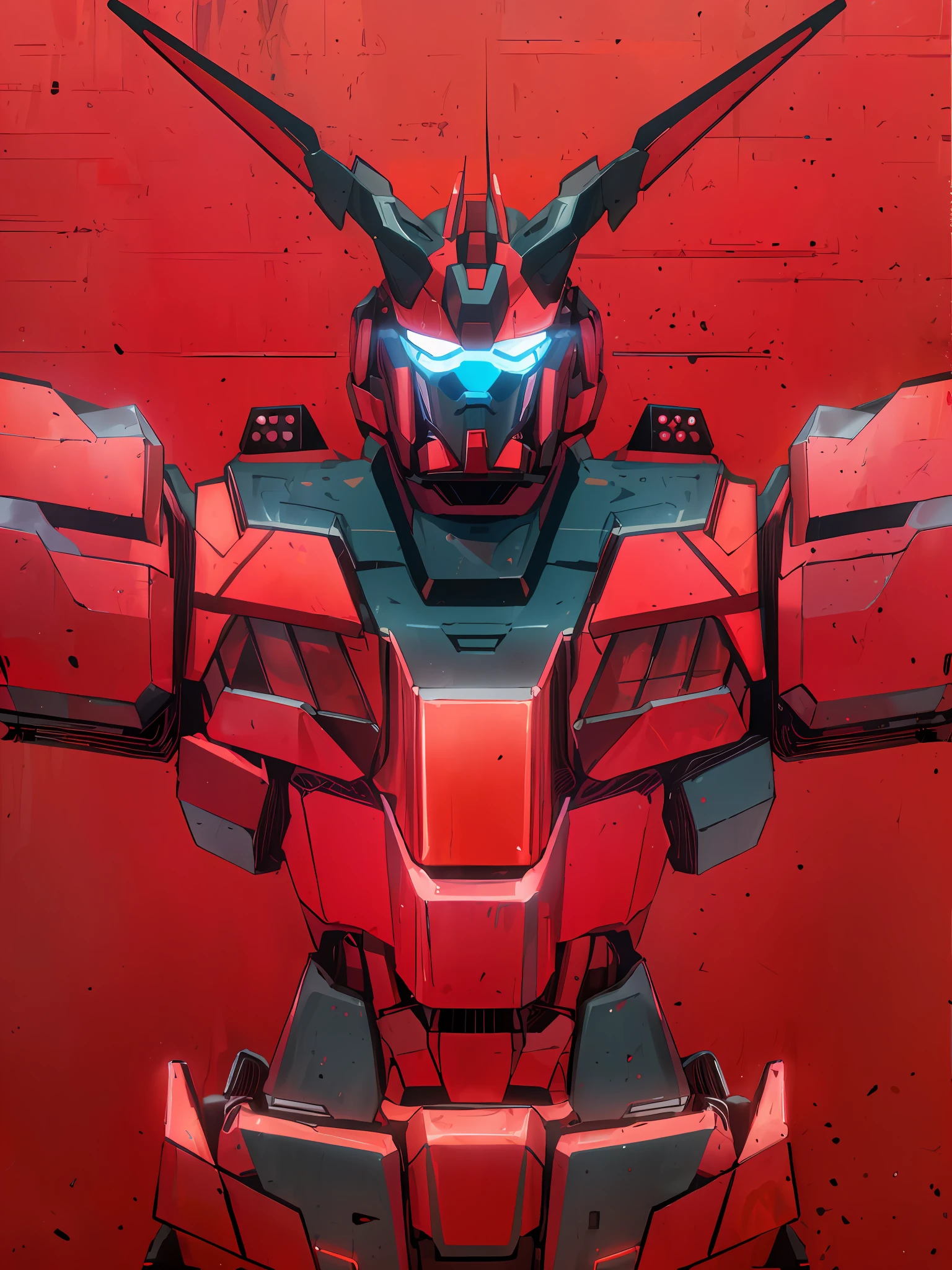 (Mecha, Futuristic Tech, High Tech, Laser Effects, Dark Red Theme, Avengers, Cool, Firearms, Shark Fins)