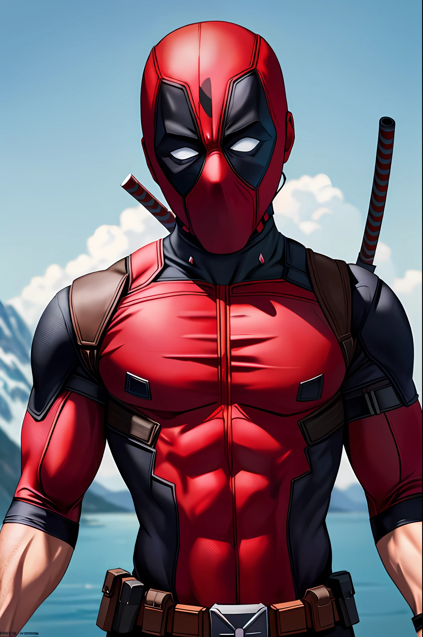 (Extremely detailed 8k wallpaper), a mid-frame photo of Deadpool from Marvel, complex, very detailed and dramatic.