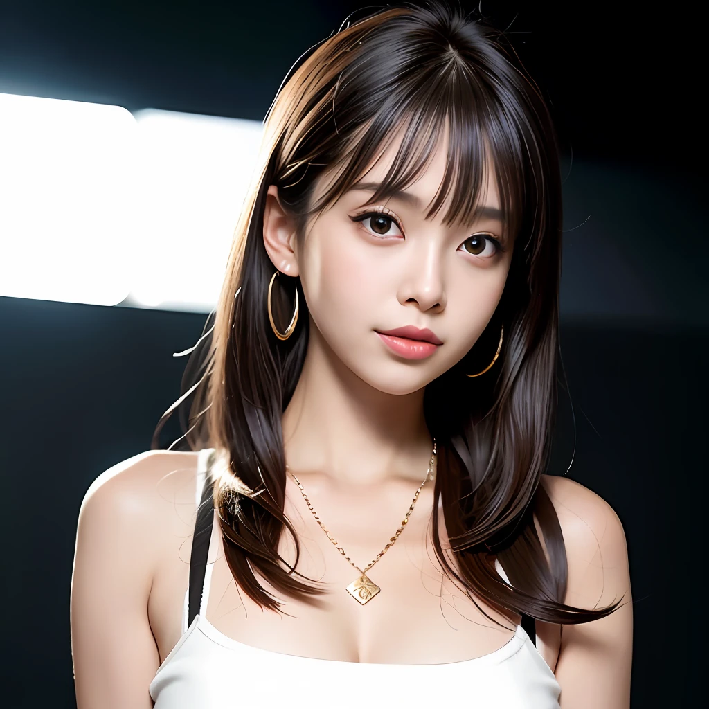 Arafe asian woman with long hair and white top, Yoshitomo Nara, gorgeous young korean woman, beautiful korean woman, Larisa Ma Novaru, Chiho, neat hair with bangs, official artwork, beautiful young korean woman, black princess cut hair, with bangs, beautiful Japan girl face, young cute one asian face, full body