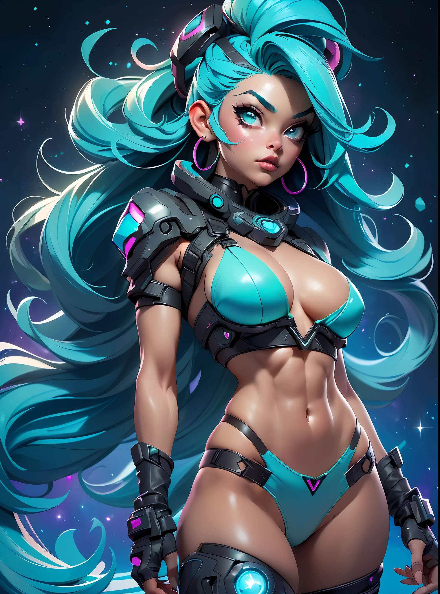 ((Best Quality)), ((Masterpiece)), ((Realistic)) and ultra-detailed photography of a 1nerdy girl with goth colors laying on her back . She has ((turquoise hair)), wears a black micro-bikini , ((beautiful and aesthetic)), muscular fit body abs, sexy, under-boobs, hot (star filled sky background) (clear background:1.35), (particles ,firefly, blue glowing):1.3 Crotch Angle perspective,