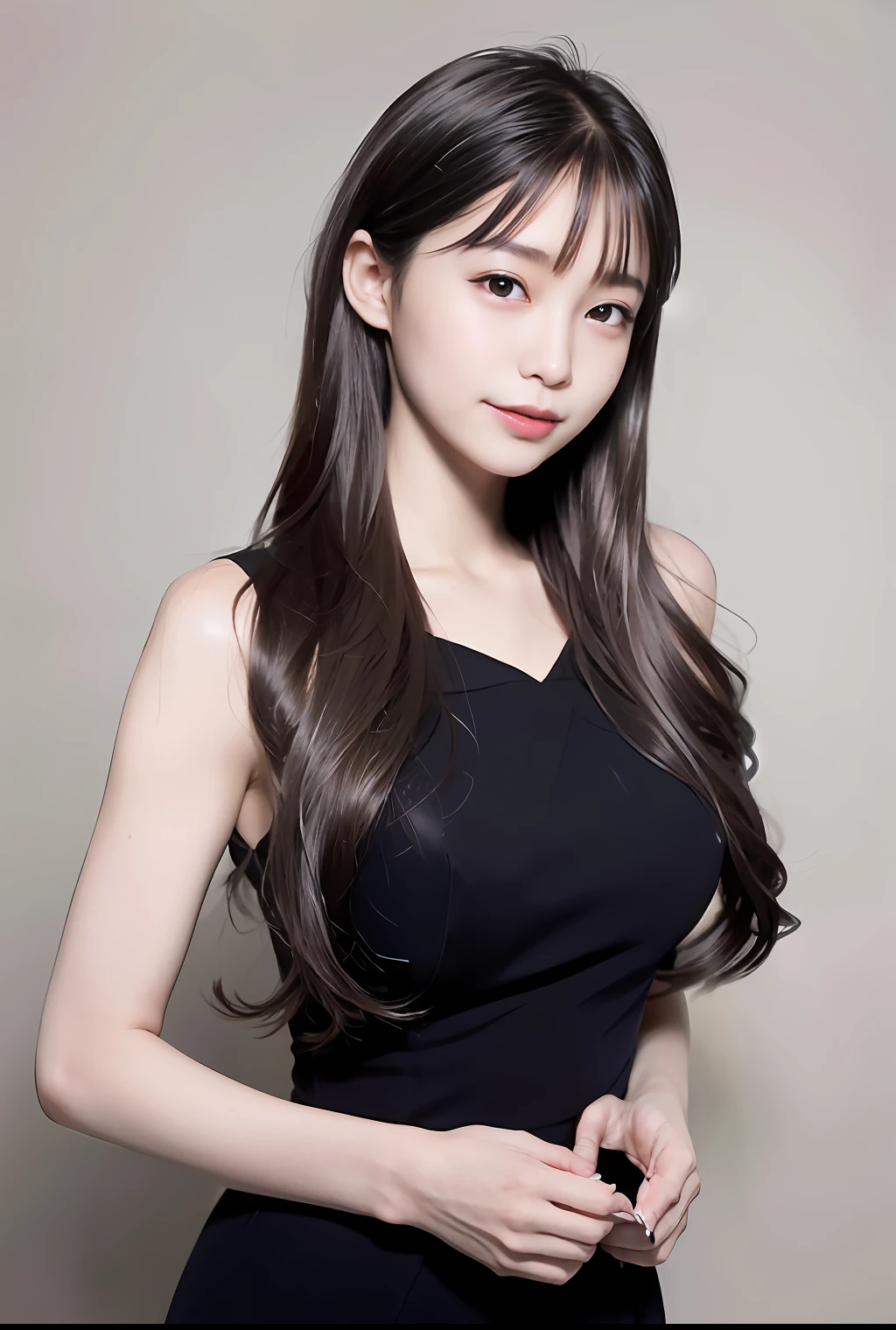 araffe asian woman in a black dress posing for a picture, jaeyeon nam, gorgeous young korean woman, lee ji-eun, lee ji - eun, beautiful young korean woman, beautiful south korean woman, with long hair, asian girl with long hair, hwang se - on, heonhwa choe, korean girl, portrait of female korean idol