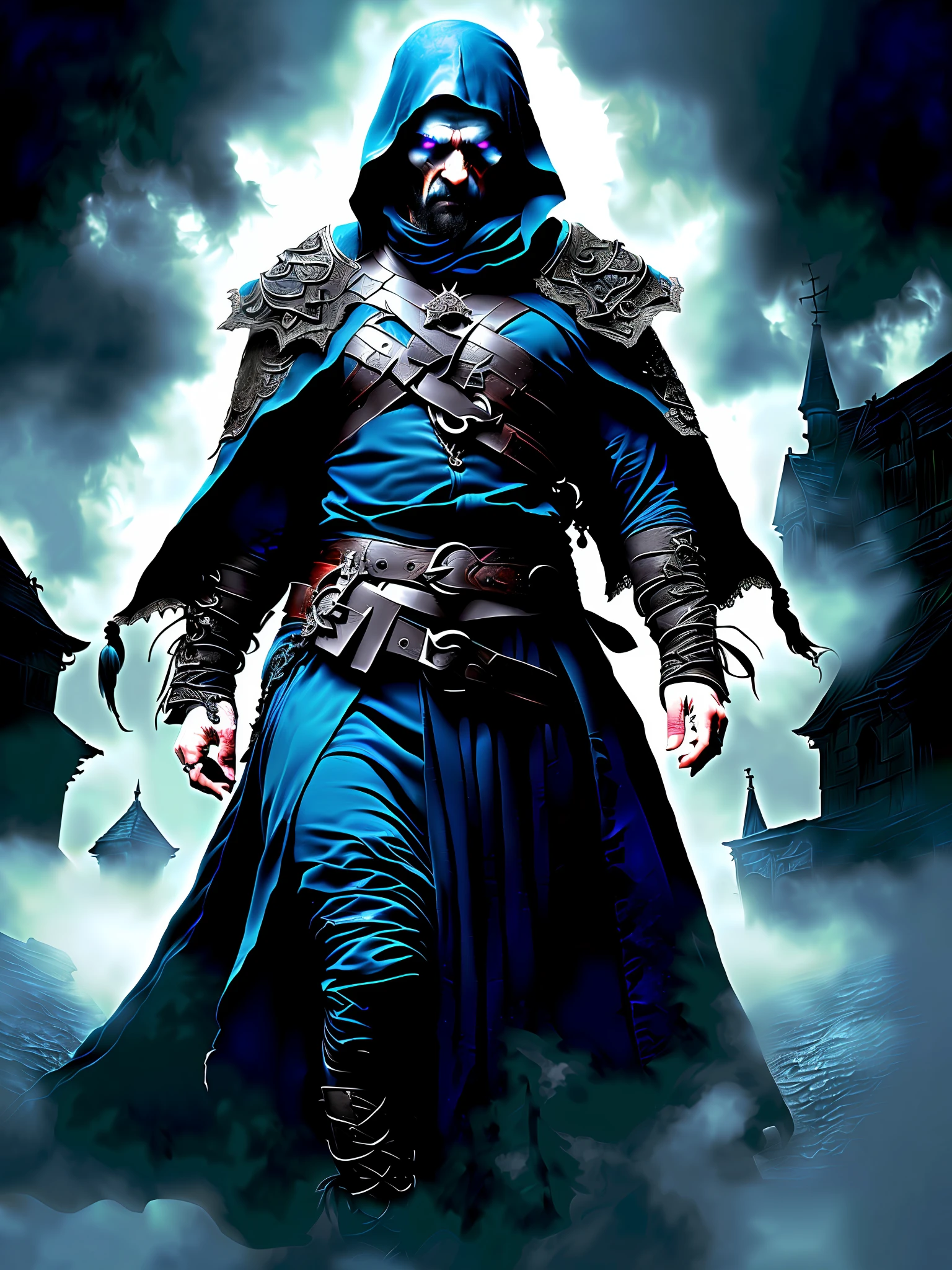 (extremely detailed 8k wallpaper),a medium shot photo of a fearful necromancer, Intricate, High Detail, dramatic