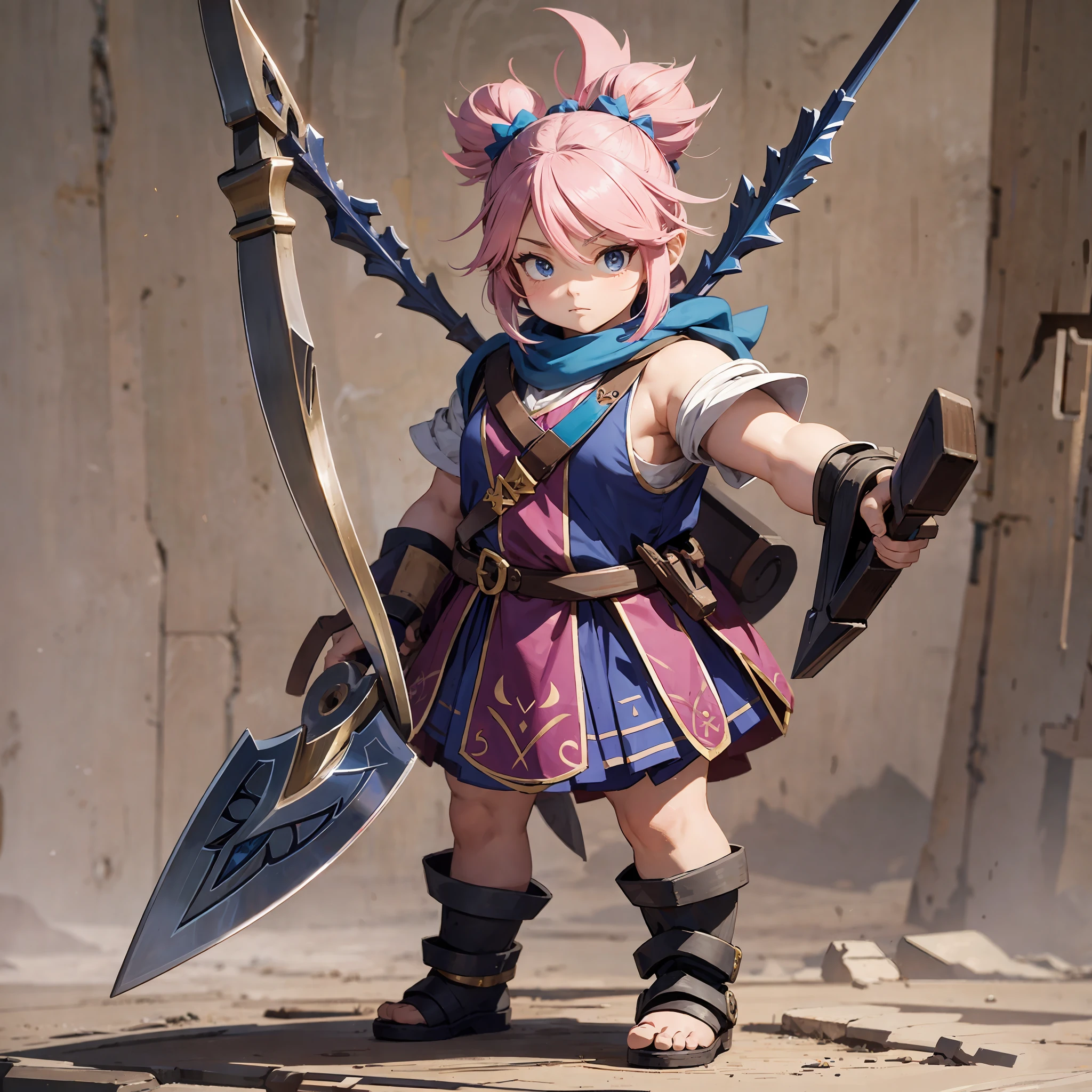 Dwarf character with bow and arrow, Pink hair, Full body, strong arms, wizard outfit --auto --s2