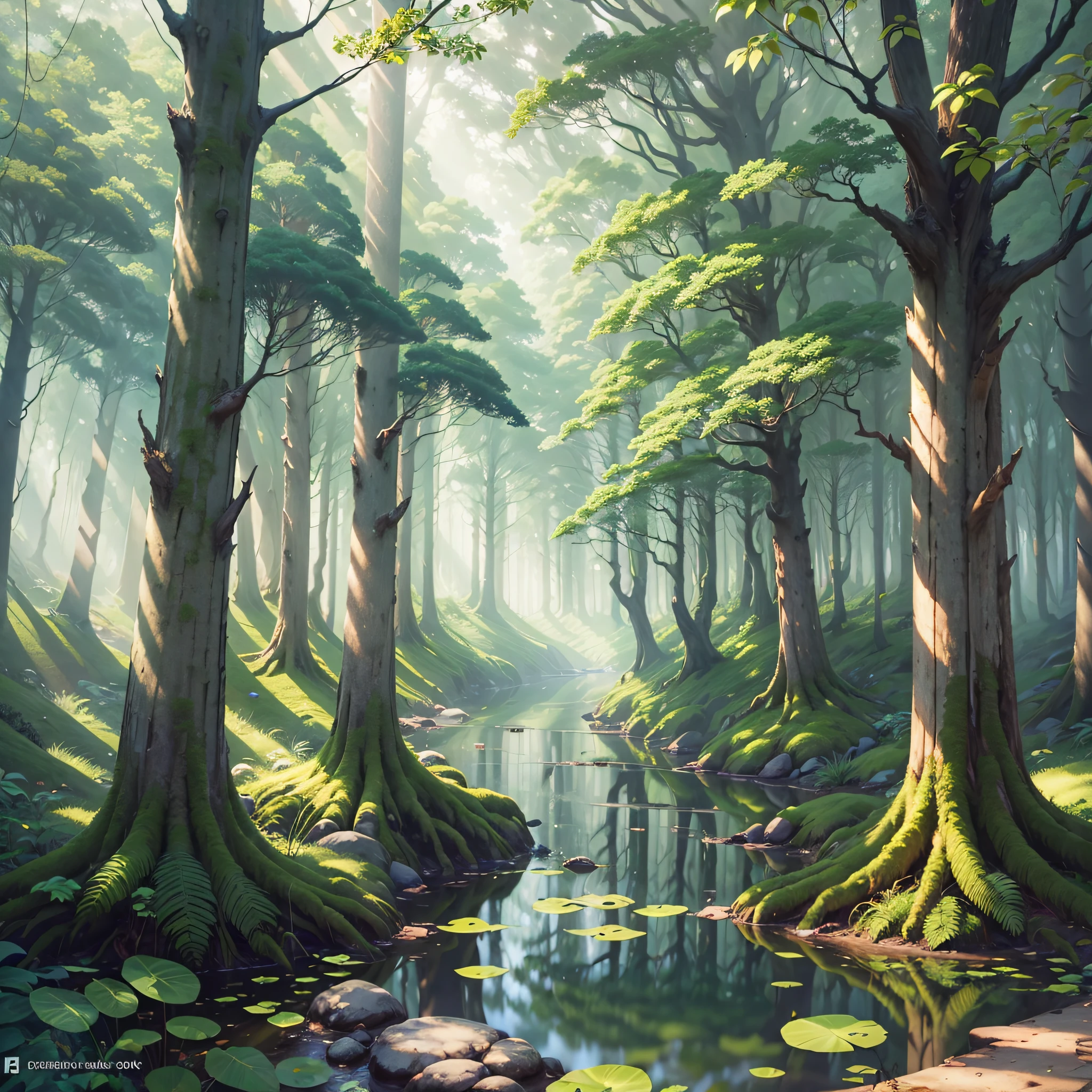 This NFT is a true portrait of the serenity of nature. With soft shades of green and blue, this artistic image represents a lush forest with tall, majestic trees. The soft light filtered by the leaves creates a tranquil and peaceful atmosphere. Through this NFT, we explore the natural beauty of the forest and invite you to connect with the calm and serenity it offers. --auto --s2