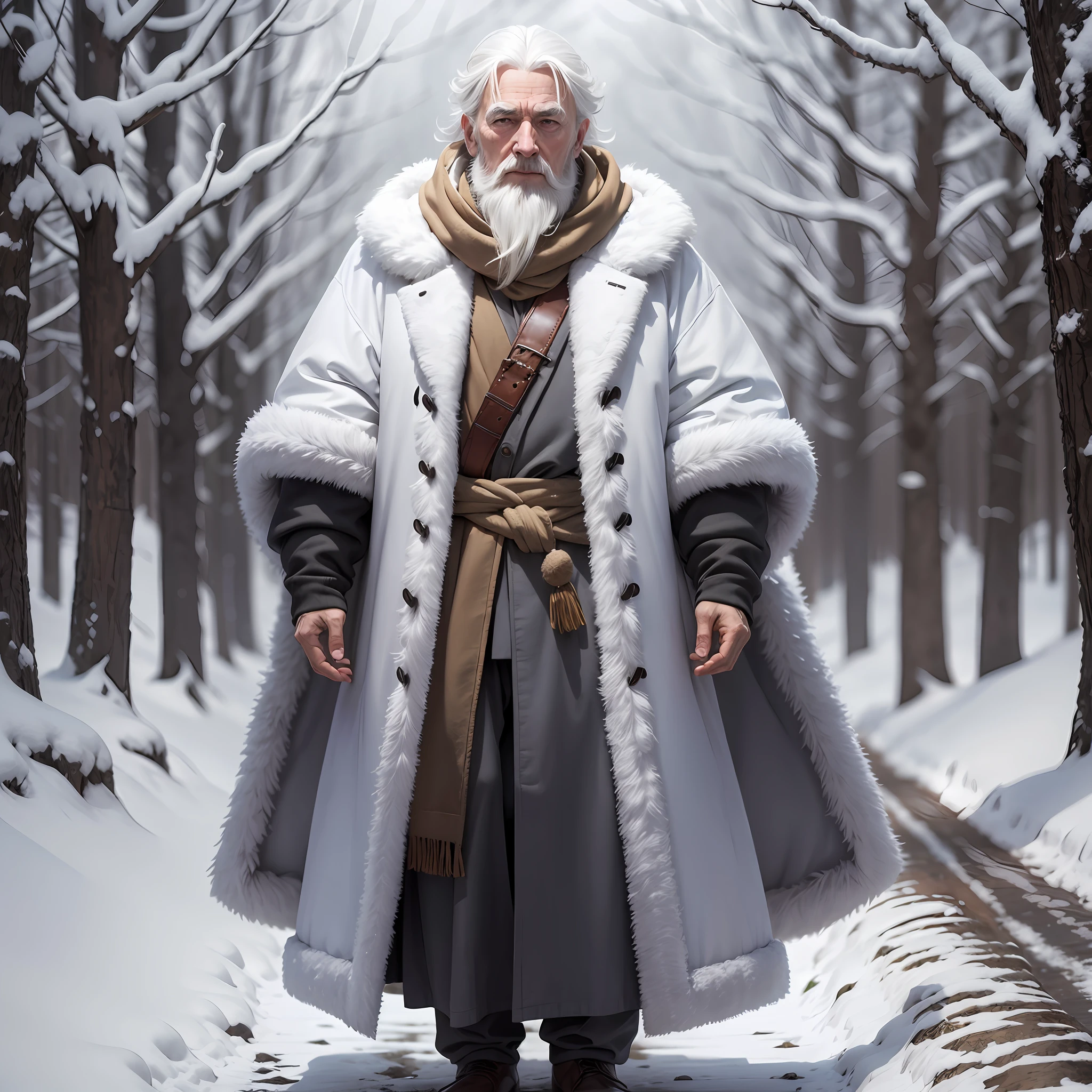 I CREATED AN 8K PHOTOGRAPH THAT APPEARS THE WHOLE BODY, FROM THE FEET TO THE HEAD OF A WISE MAN, WHITE HAIR, 60 YEARS OLD. WITH WINTER CLOTHES --auto --s2
