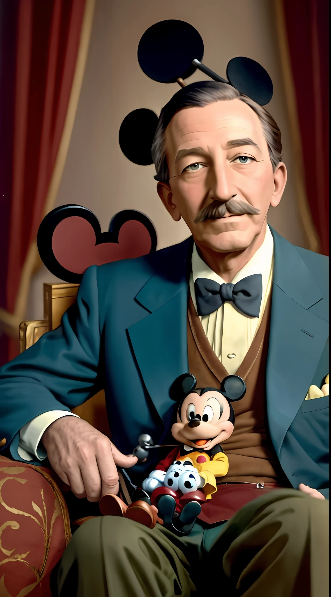 Walt Elias Disney color photo, with mickey on his lap --auto --s2