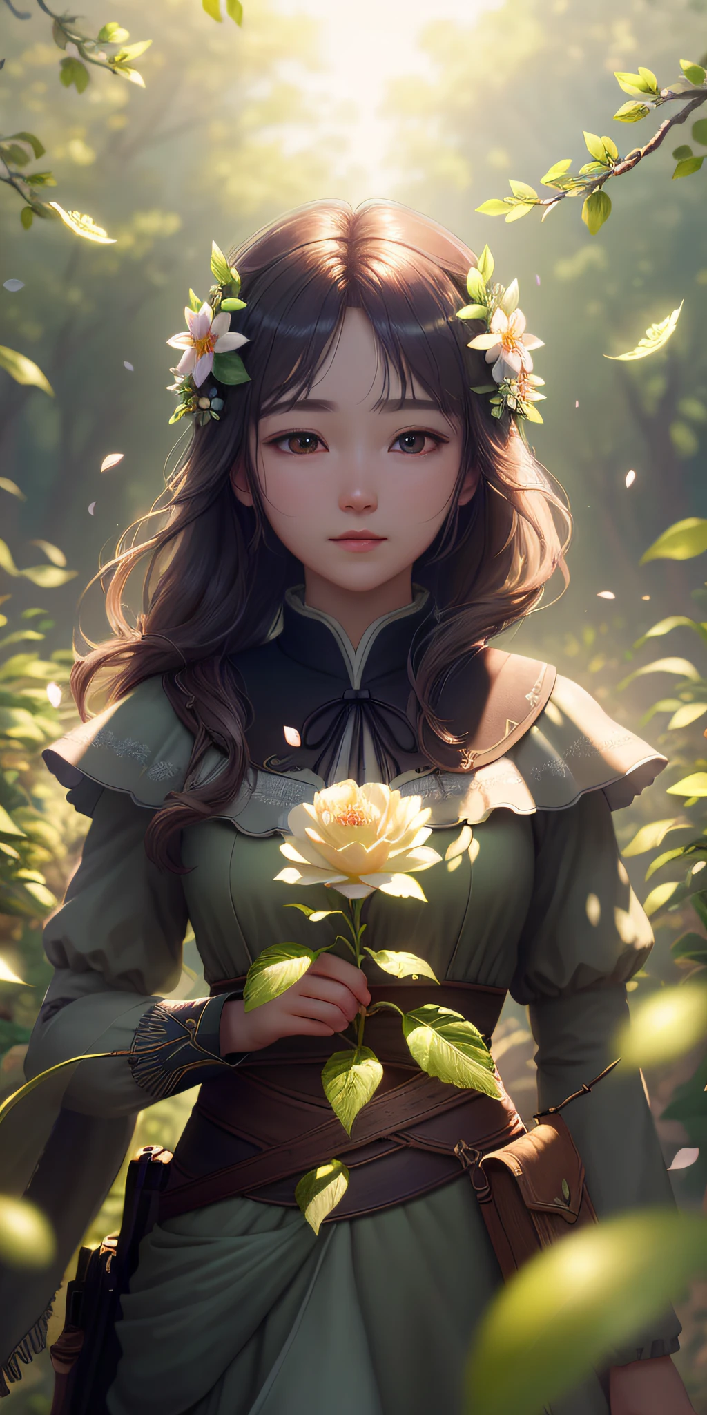 Masterpiece, best quality, (very detailed CG unity 8k wallpaper) (best quality), (best illustration), (best shadows) Nature&#39;s delicate leaves petals of various colors falling in the air light Tracking, super detailed --v6