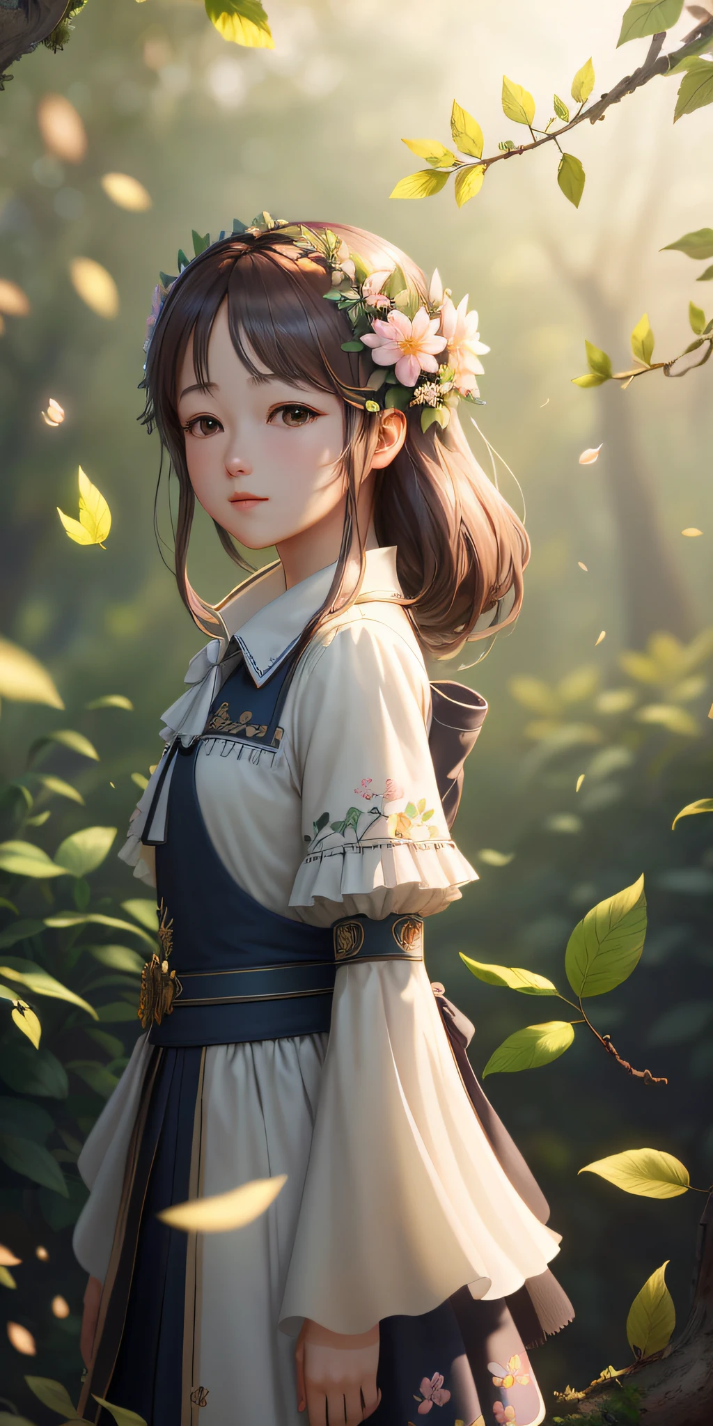 Masterpiece, best quality, (very detailed CG unity 8k wallpaper) (best quality), (best illustration), (best shadows) Nature's delicate leaves petals of various colors falling in the air light Tracking, super detailed --v6