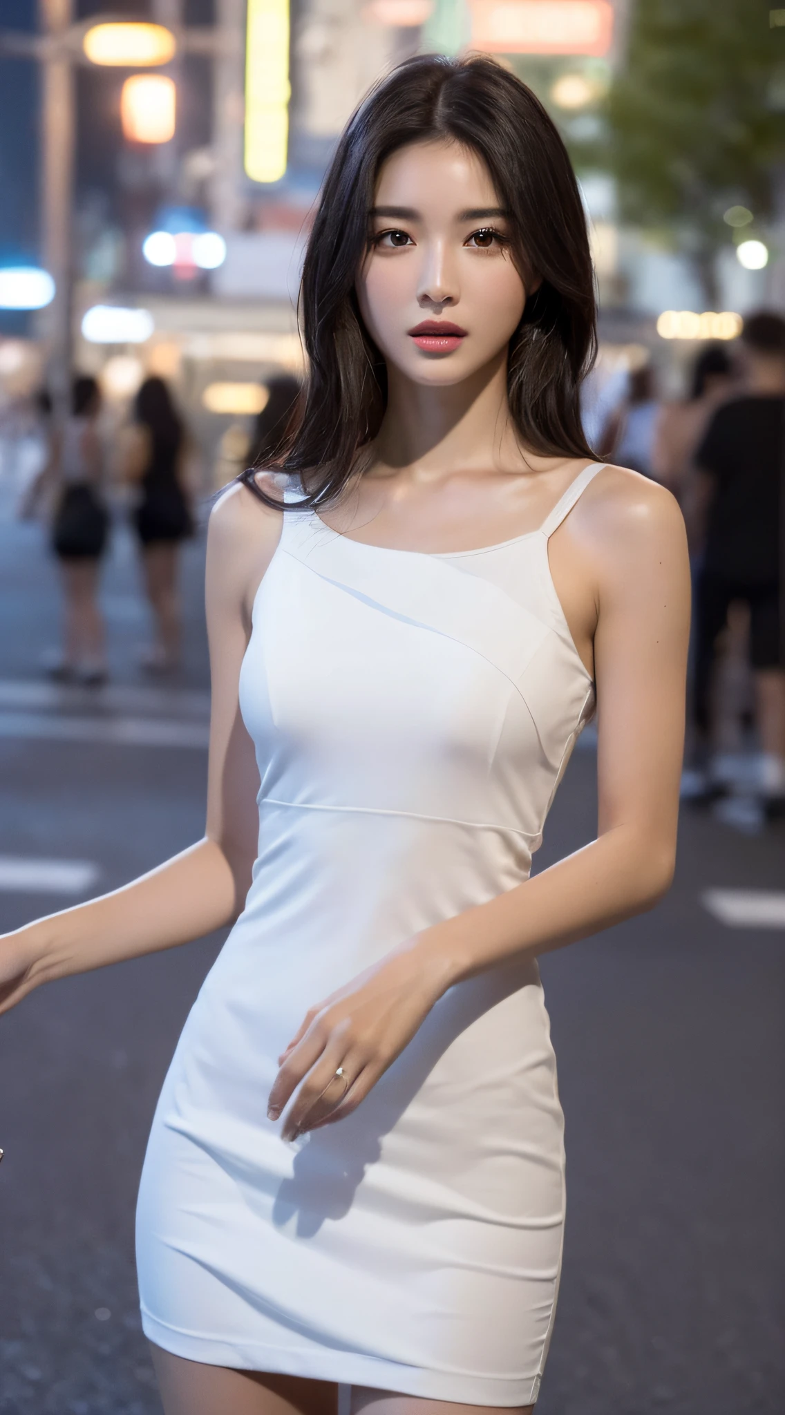 ((Realistic Lighting, Top Quality, 8K, Masterpiece: 1.3)), Clear Focus: 1.2, 1 Girl, Perfect Body Beauty: 1.4, Slim Abs: 1, (((Black Hair)), (Detailed Underwear: 1.4), (Outdoor, Night: 1.1), Super Fine Face, Fine Eyes, Double Eyelids,