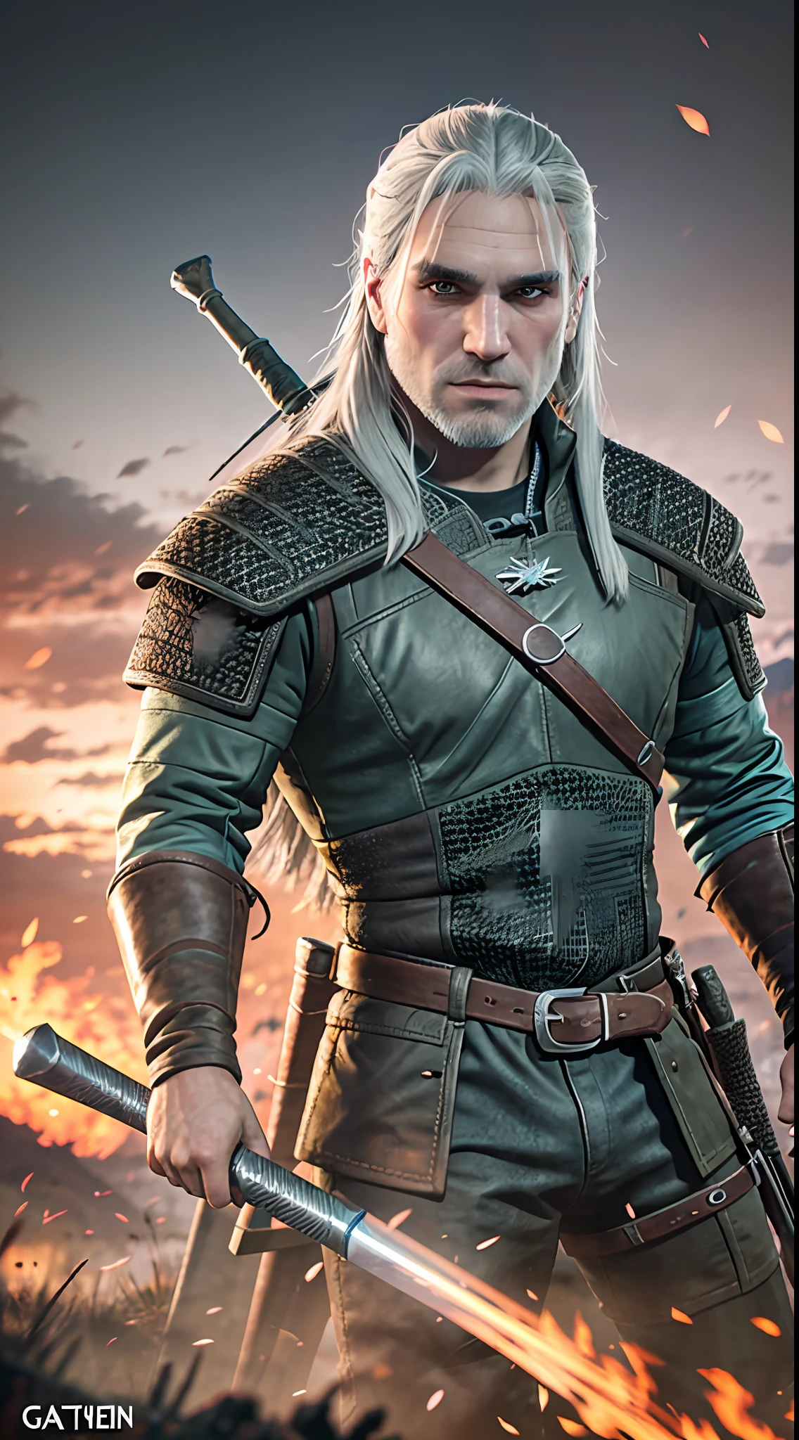 Geralt de Rívia, colorful photo, from the front --auto --s2