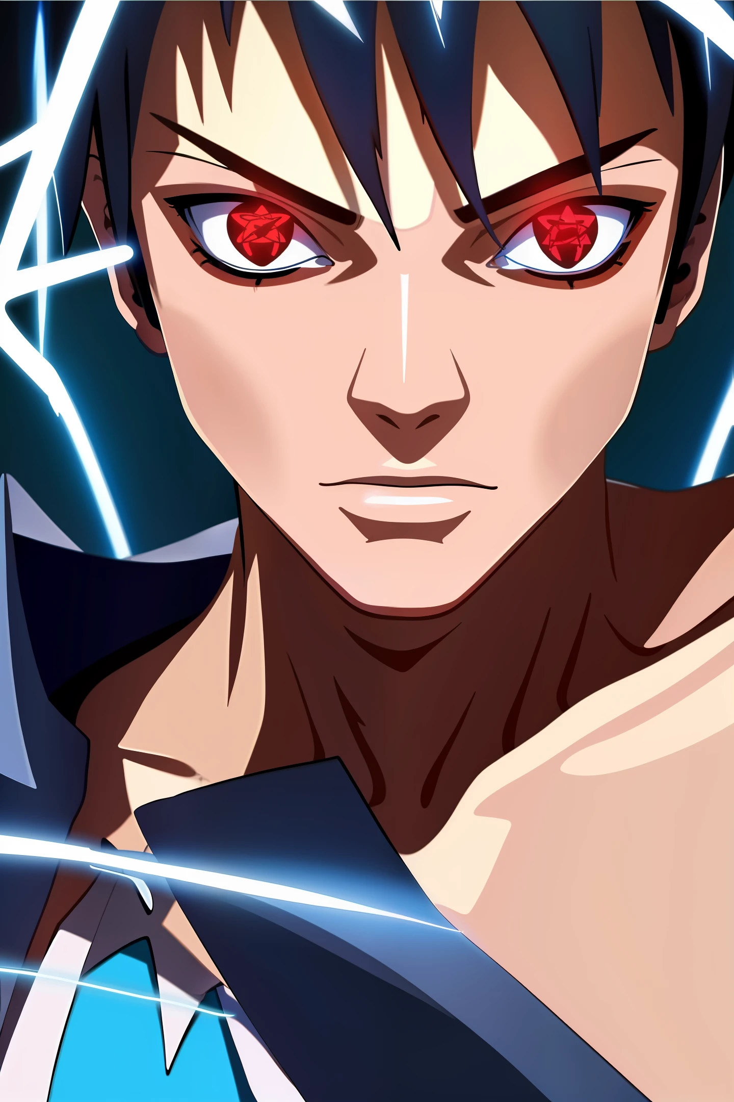 4K HD, Anime Boy with RXOS Eyes with Lightning Details ((8kk HD))