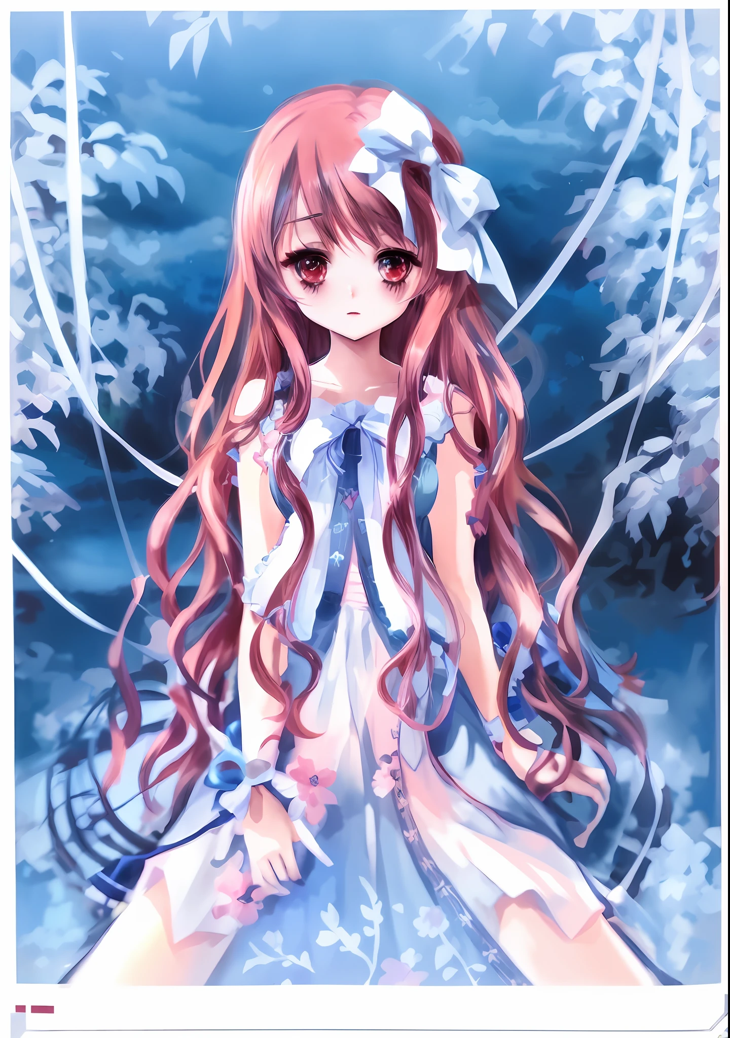 anime girl with long hair and a bow in a blue dress, pretty anime girl, beautiful anime girl, anime girl with long hair, cute anime girl, cute anime waifu in a nice dress, (anime girl), inspired by Yuki Ogura, ethereal anime, anime goddess, anime girl named lucy, soft anime illustration, in dress, very beautiful anime cat girl