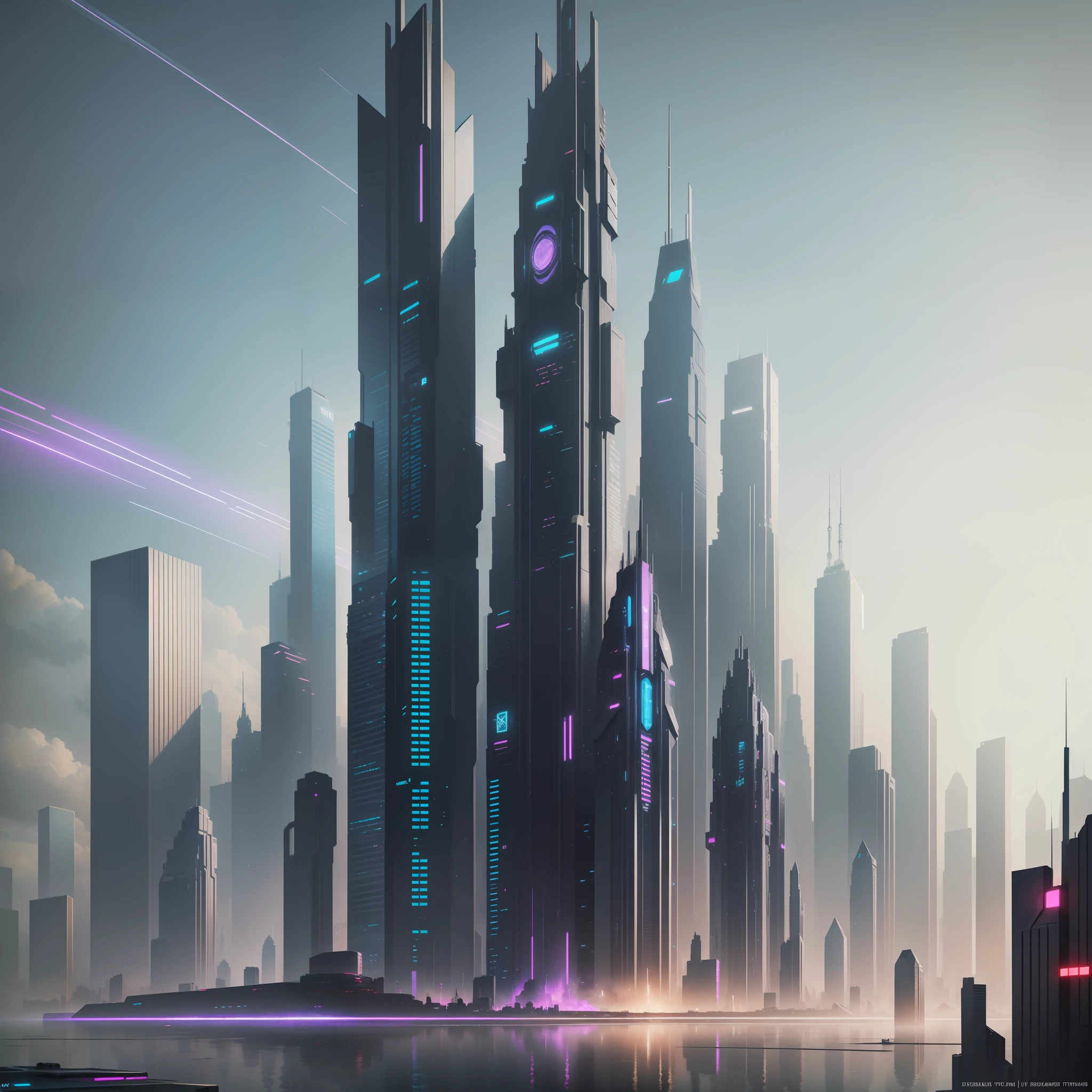 Future World Cyberpunk Skyscrapers Sci-Fi Top Quality Masterpiece