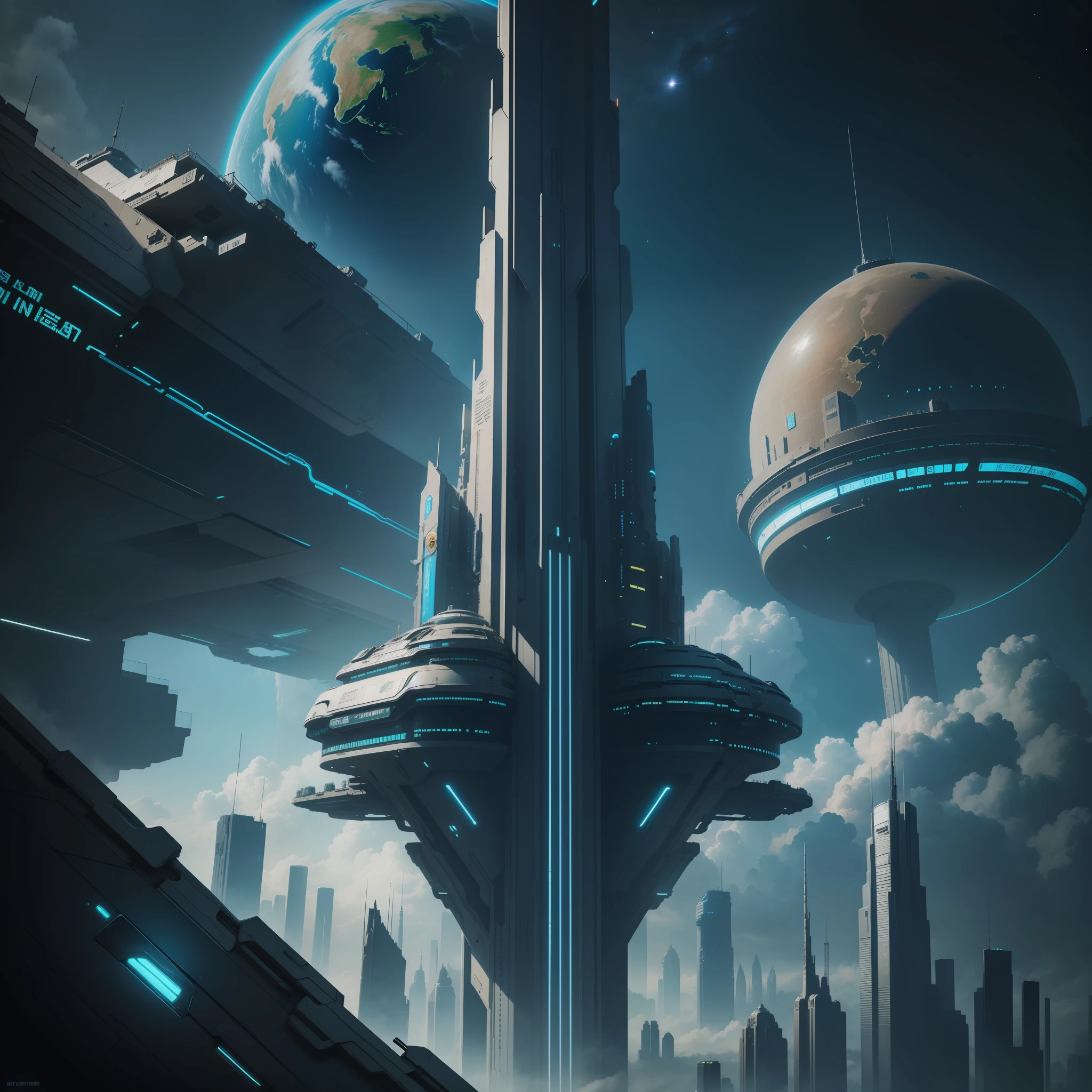 Space Earth Cyberpunk Futuristic World Sci-Fi Top Quality Skyscraper Masterpiece Ultra High Definition
