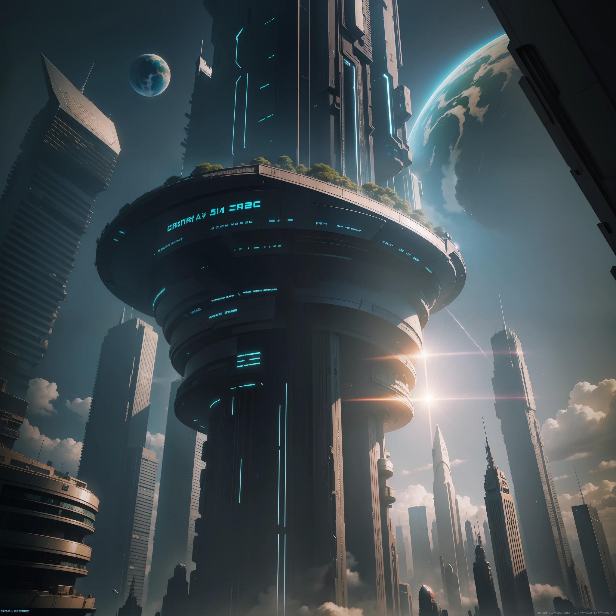 Space Earth Cyberpunk Futuristic World Sci-Fi Top Quality Skyscraper Masterpiece Ultra High Definition