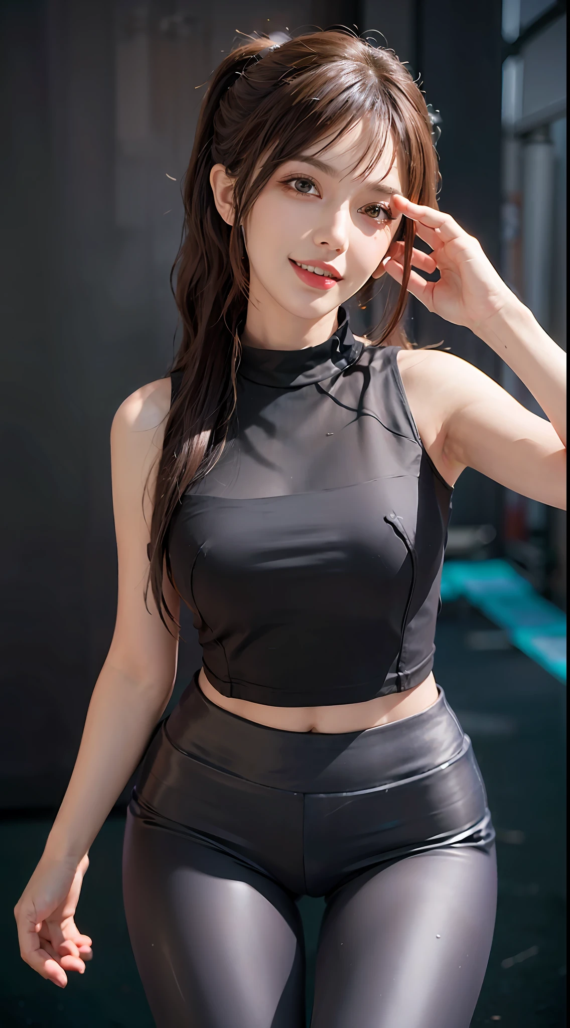 (masterpiece), (best quality), (macro lens), (full body), (close up portrait), (POV), (shiny skin), (prefect face), (exquisite facial features), female, solo, (((actress))), heart-shaped pupils, lipstick, canine teeth, fangs, hubrael, drunk, jitome, crazy smile, long hair, multicolored hair, diagonal bangs, high ponytail, ((( top))), (((transparent clothes))), (((black leggings))), ((short shorts)), head tilt, standing, stare, selfie, salute, pray, against wall, (((8 Bit Game))), Tyndall effect, ((ASCII art)), ((Monet style))