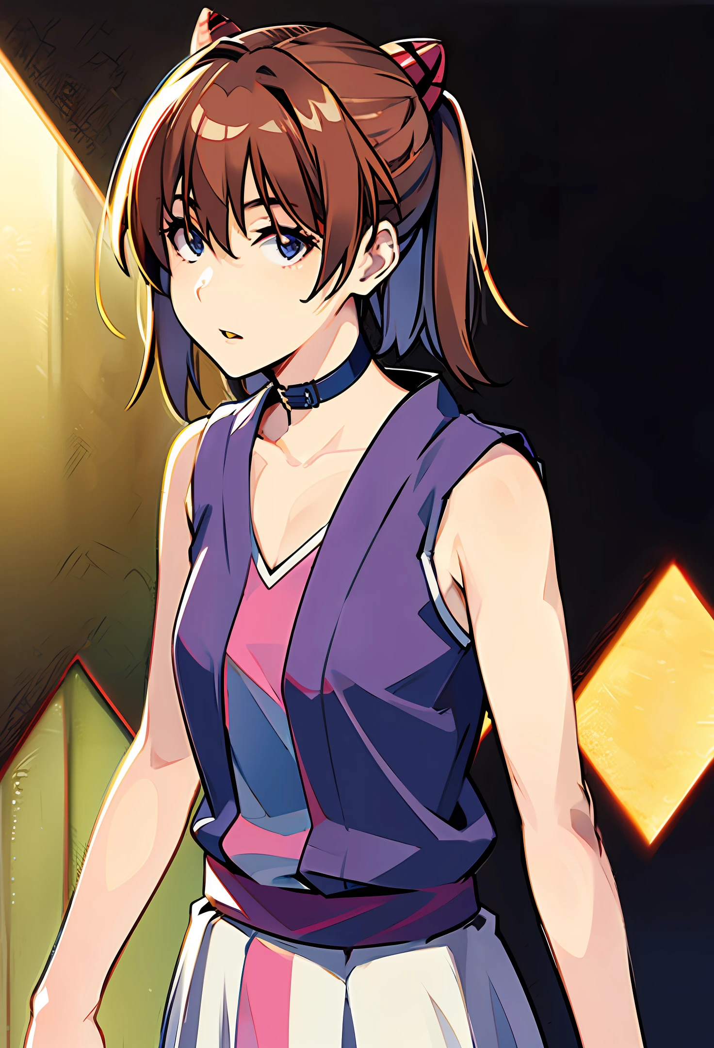 Japan Mature Woman With Collar Sleeveless Shirt Mini Skirt 58 years old