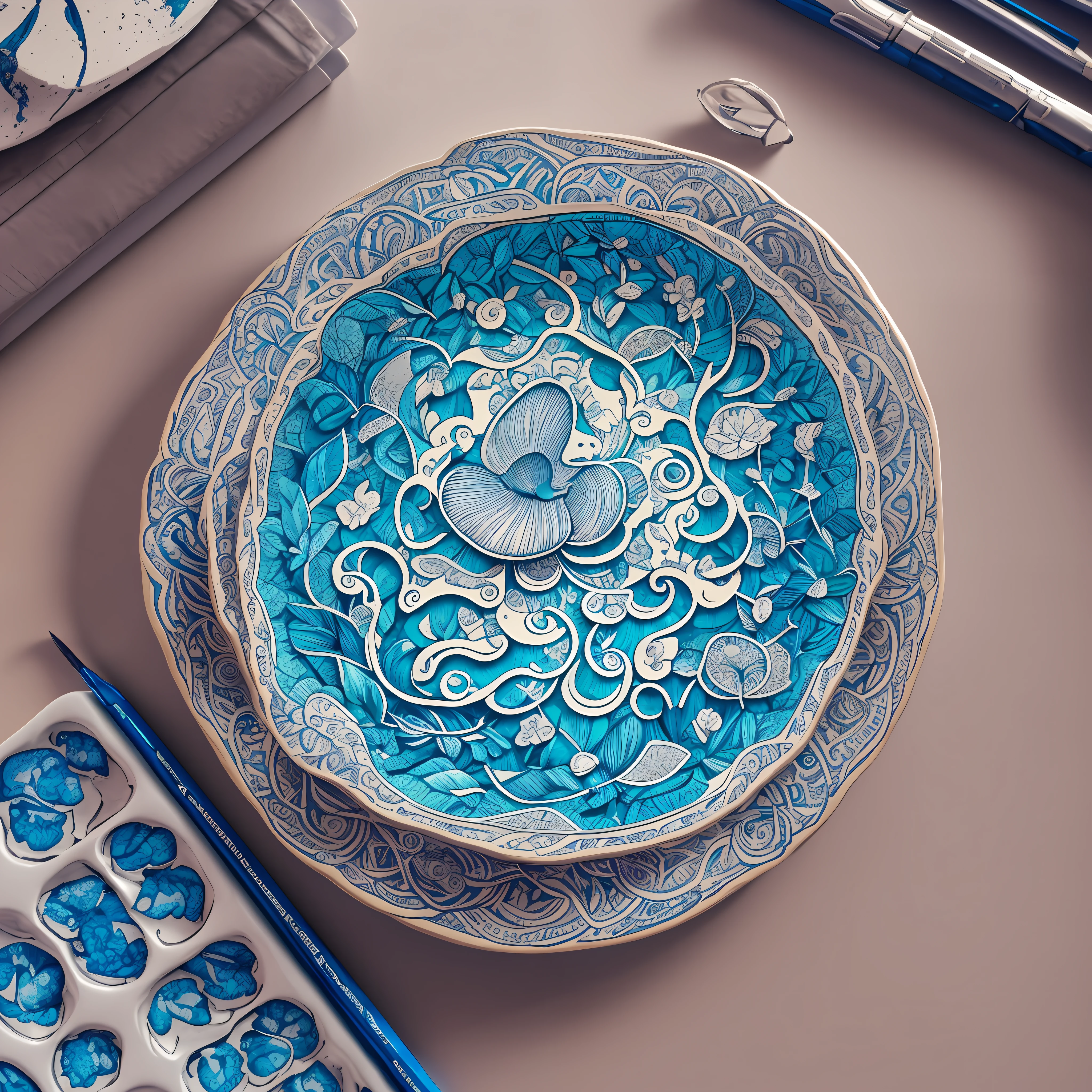Blue Magic mushrooms, focus on details. Use blue and white tones, with intricate shading to bring out the texture and depth. Add a touch of warmth and authenticity by highlighting the mushroom head, detailed illustration, in the style of Studio, 3D vector art, cute and quirky, fantasy art, watercolor effect, Adobe Illustrator, hand-drawn, digital painting, low-poly, soft lighting, bird's-eye view, isometric style, retro aesthetic, focused on the character, 4K resolution, photo realistic rendering, using Cinema 4D --auto --s2