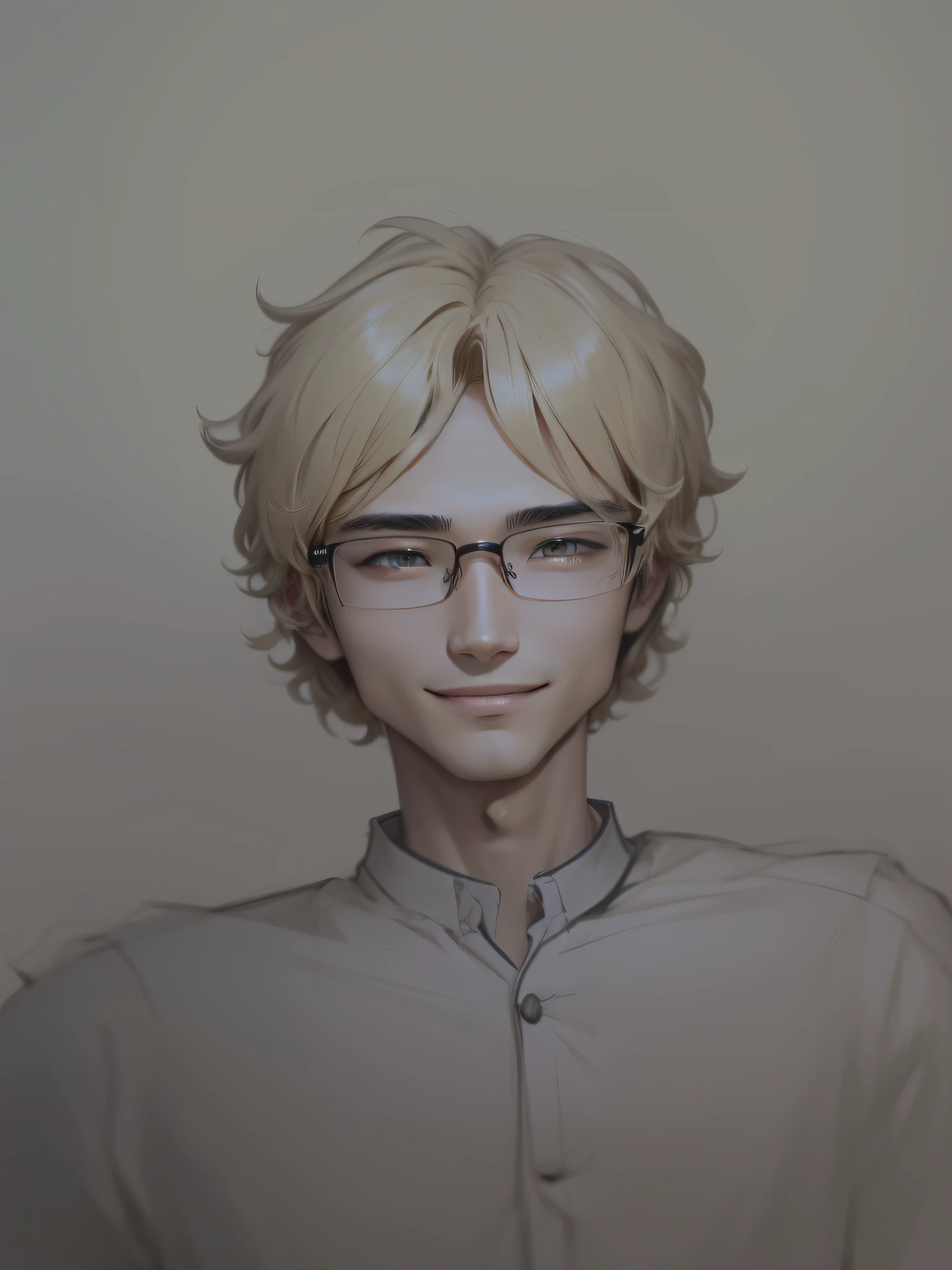 Yellow skin, handsome guy, suit, confident smile, eyes, fluffy hair, half-rimmed glasses, black hair, blue eyes, western style --auto --s2
