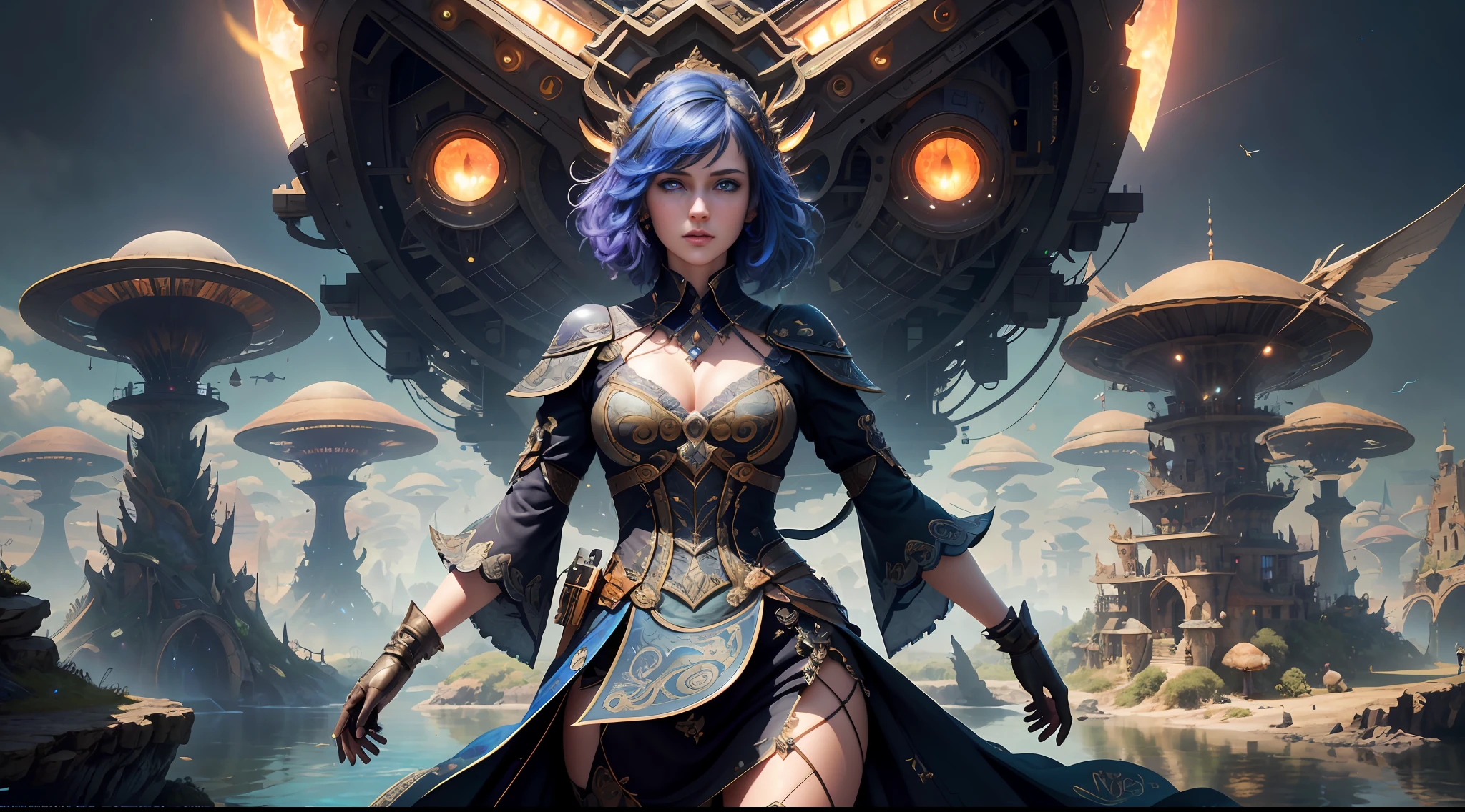 (((Multiplayer, Vivid Eyes, Man and Woman))), Best Quality, Realistic, Realistic, Award-Winning Illustrations, (Intricate Details: 1.2), (Fine Details), (Intricate Details), (Cinematic Light, Best Quality Backlight), Clear Lines, Sharp Focus, Official Art, Unity 8k Wallpaper, Ridiculous, Incredibly Absurd, Fantasy Art, (((Full Body Portrait))), RTX, ((Award-winning Triangle Studio Close-up Photo)), 1 Boy, (shut up), best quality, 4K, beautiful mysterious creatures, female, flying, surrealism, masterpiece by ncwinters, in a mysterious country town, masterpiece, intricate details, ff14style, urban painting, bridge, river, giant mushroom, landscape, bright colors,