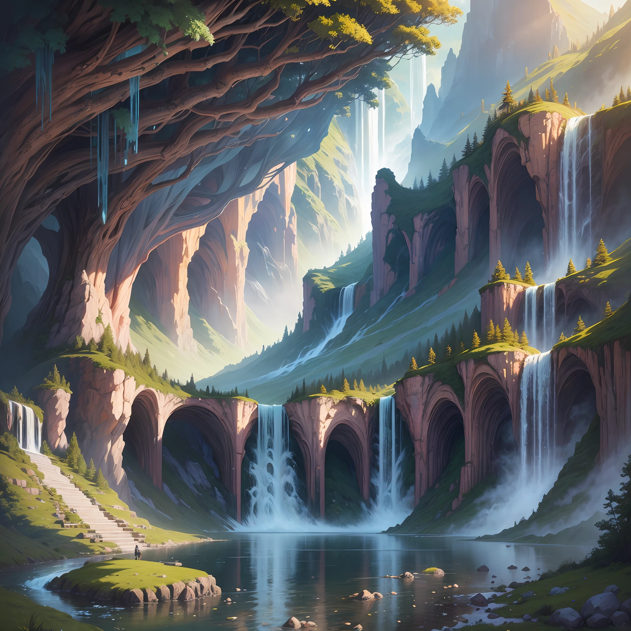 "Create a highly detailed fantasy digital art painting of a majestic waterfall as the centerpiece. The artwork should have a magical and enchanting environment, with a stunningly detailed fantasy landscape. The focus is on intricate details, capturing the essence of a magical fantasy world. The painting should showcase a beautiful dreamscape, depicting a magical forest surrounding the waterfall. The artwork should be in 4K resolution, ensuring highly detailed and lifelike imagery. Emphasize the magical elements, creating a sense of wonder and awe in the viewer."
This prompt provides clear instructions for the creation of a detailed and magical fantasy painting featuring a waterfall. It emphasizes elements such as high detail, magical environment, intricate fantasy art, and a beautiful dreamscape. The mention of 4K resolution ensures a high level of detail in the digital art.
Feel free to adjust or add more details to the prompt to suit your preferences or specific requirements. --auto --s2