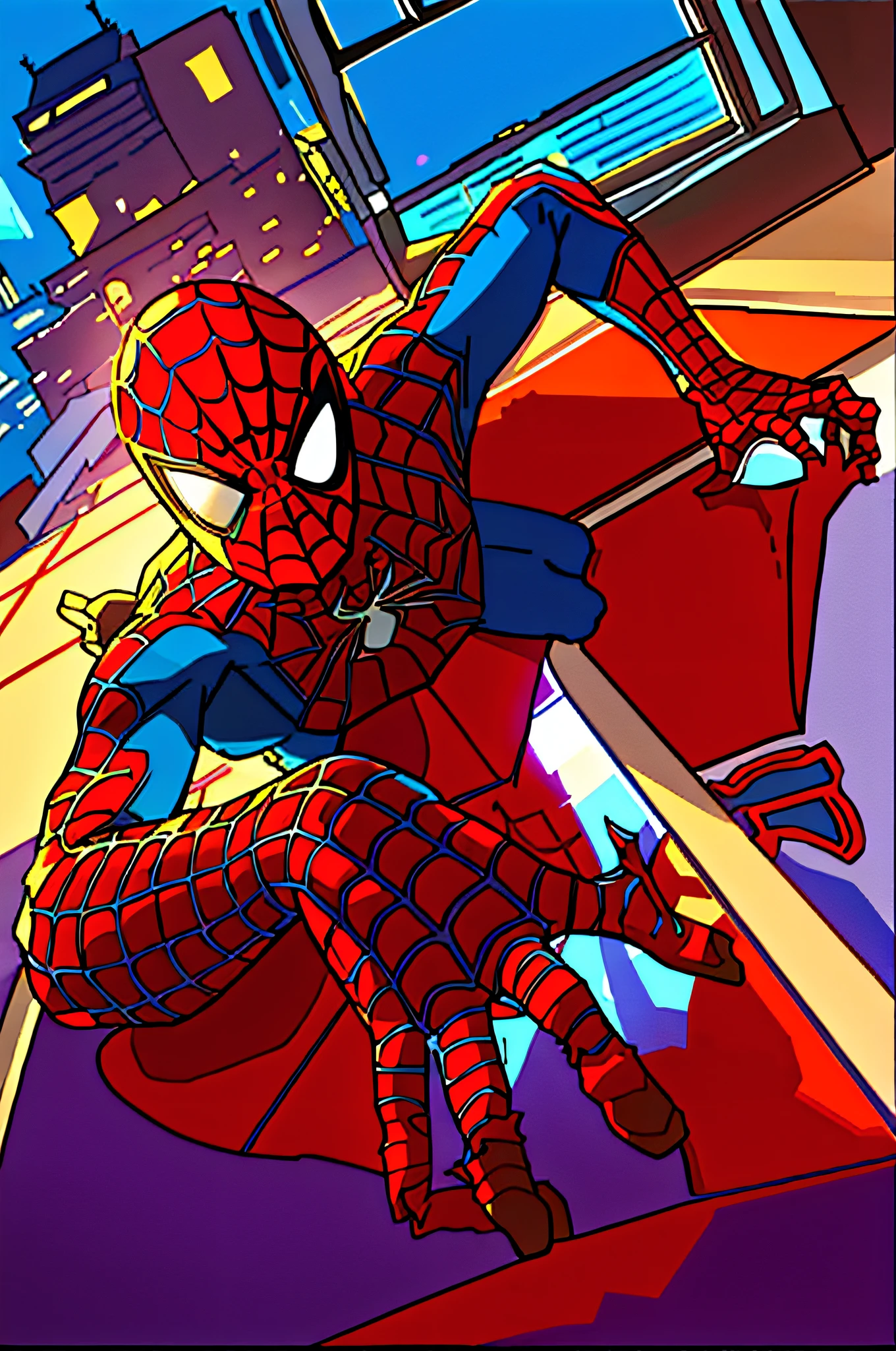 spider - man sitting on the floor in a room with a large window, spider-man, spider - man, spiderman, peter parker as spiderman, peter parker, spiderman!!, jesse pinkman as spider-man, portrait of spiderman, tobey maguire, highly detailed spider - man, willem dafoe as spiderman, amazing, mr bean as spiderman