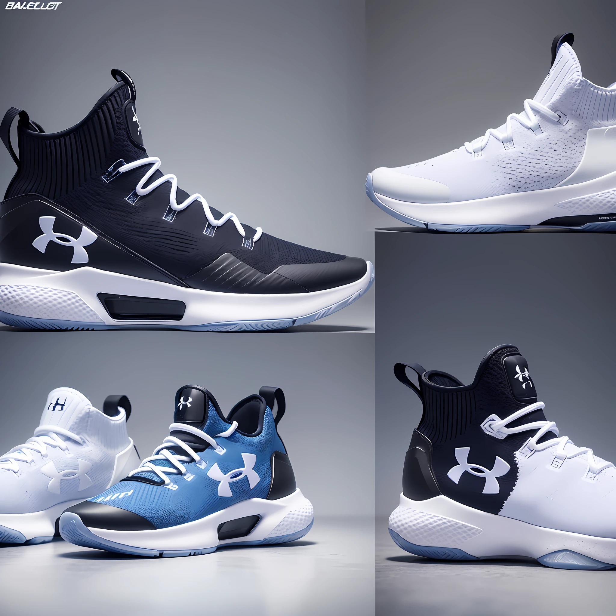 (best quality), J (basketball sneaker:1.2 +
concept:1.1 + under Armour:1.1),
balenciaga D (brutal design variant outsole
aerodynamic). C variant knit :1.3 + white),
(store website:0.8), (image:0.8) 1:1 4k
realistic design 3d render -S2 --auto --s2