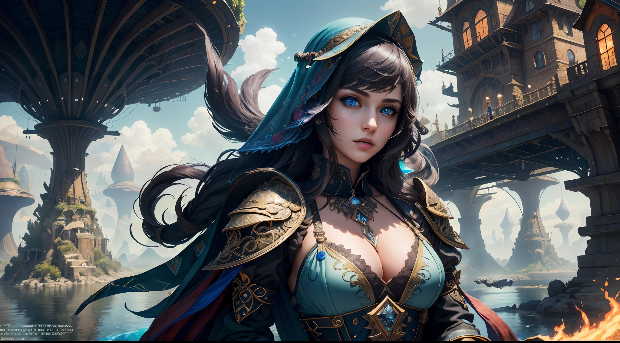 (((Multiplayer, Vivid Eyes, Man and Woman))), (((Full Body Portrait))), Best Quality, Realistic, Realistic, Award-Winning Illustrations, (Intricate Details: 1.2), (Fine Details), (Intricate Details), (Cinematic Light, Best Quality Backlight), Clear Lines, Sharp Focus, Official Art, Unity 8k Wallpaper, Ridious, Incredibly Ridiculous, Fantasy Art, RTX, ((Award-winning Triangle Studio Close-up Photo)), 1 Boy, (shut up), best quality, 4K, beautiful mysterious creatures, female, flying, surrealism, masterpiece by ncwinters, in a mysterious country town, masterpiece, intricate details, ff14style, urban painting, bridge, river, giant mushroom, landscape, bright colors,