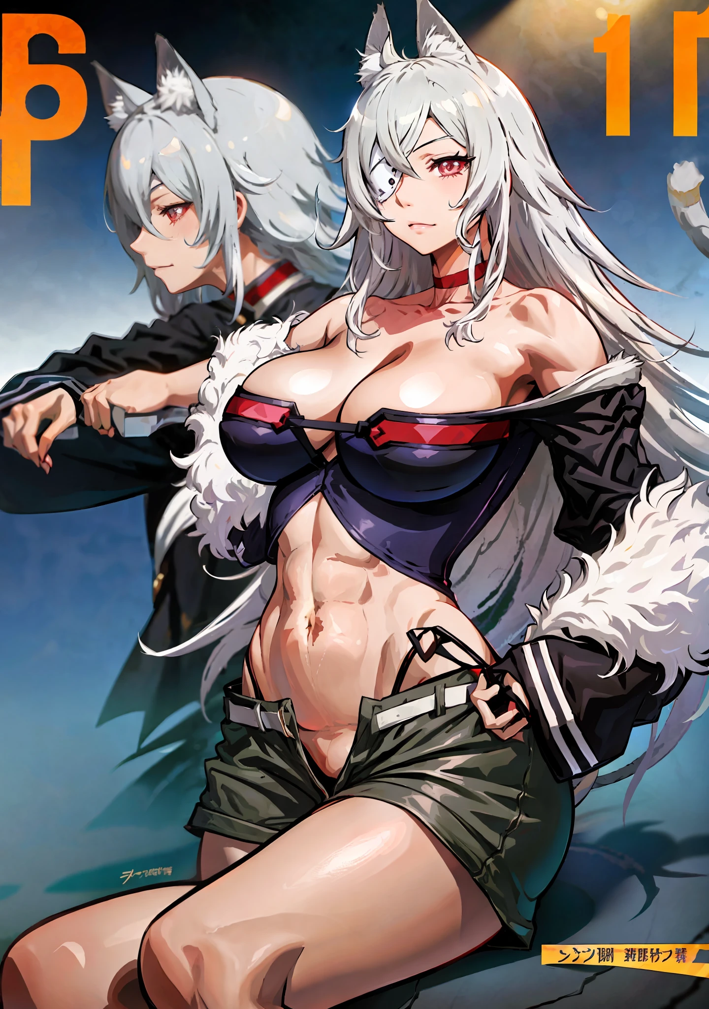 Ghislaine, Ghislaine by Mushoku Tensei, Magazine cover pose, closeup on face, upper body, zoom on face, anime moe artstyle, seductive anime girl, Joy Ride art style, cat eyes, fit body, gynoid body, perfect body, big breasts, Ilya Kuvshinov, official character art, (best quality, masterpiece) a cute chibi girl, seductive anime girl, official art,