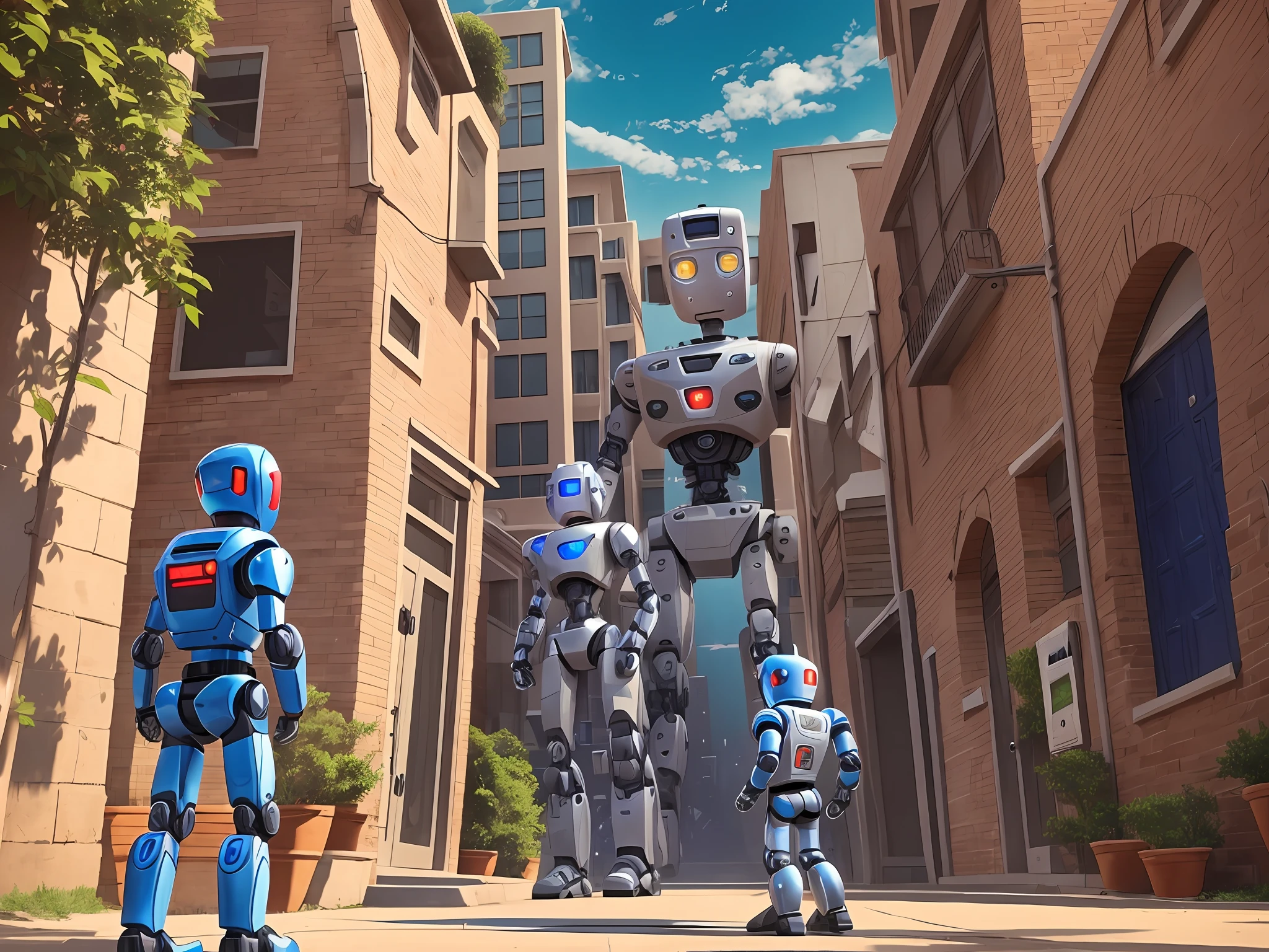 a robot giving a boy a --auto --s2