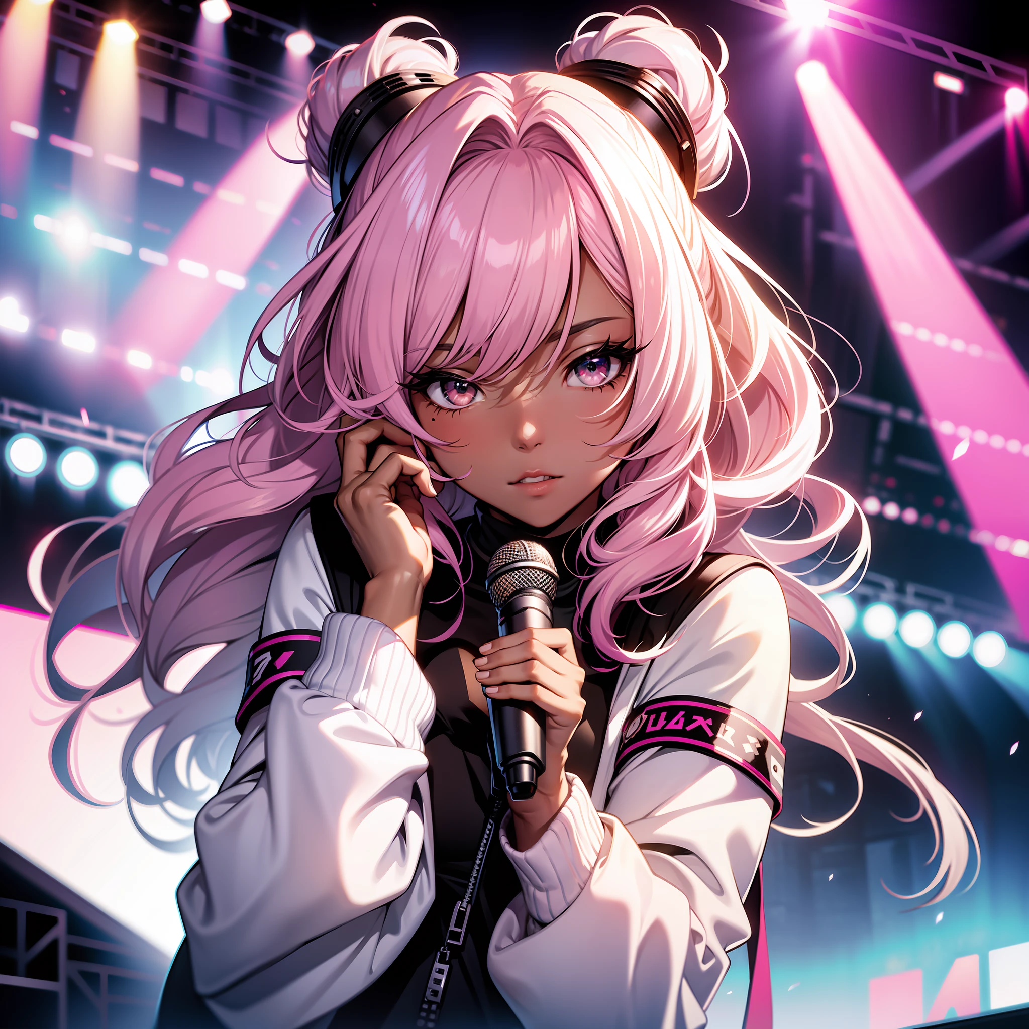 Hand holding microphone, 4 fingers