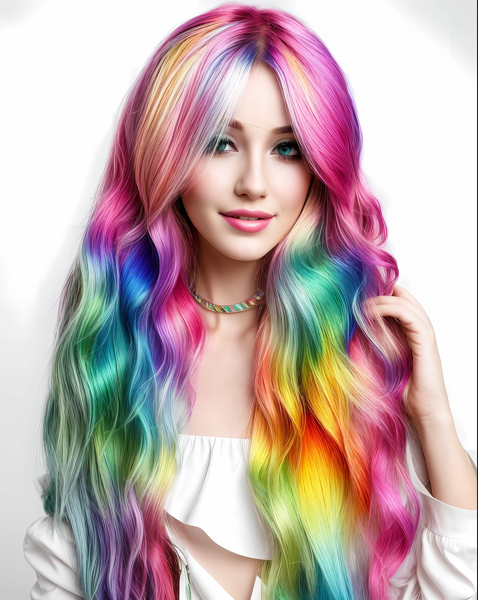 Beautiful girl with colorful bright hair