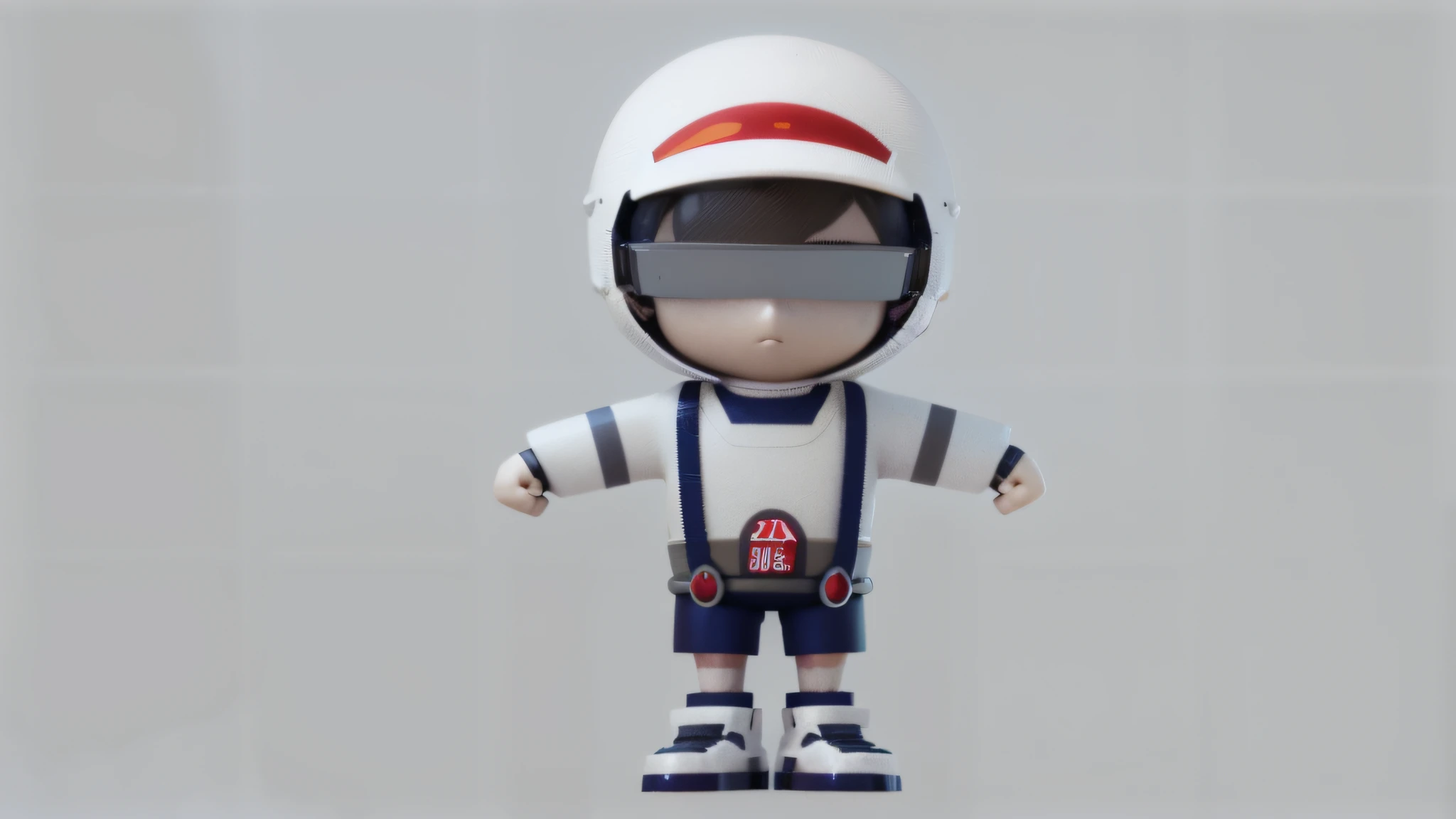 a close up of a person wearing a helmet and a uniform, toon render keyshot, 3d model of a japanese mascot, cute 3 d render, 3 d character render, 3d character, 3 d character, nendoroid 3 d, high res render, 3 d render stylized, 3 d illustration, 3d illustration, style as nendoroid