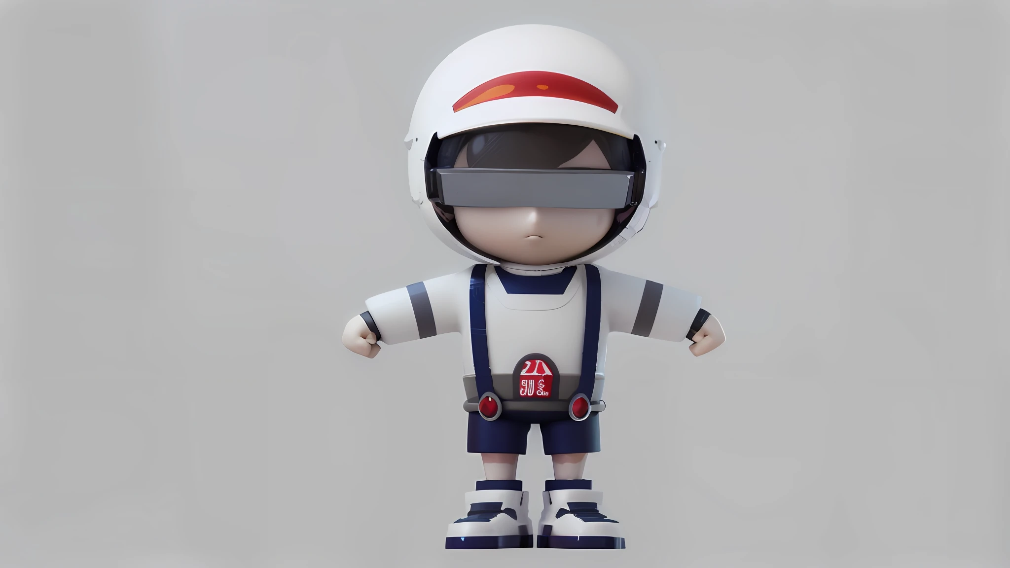 a close up of a person wearing a helmet and a uniform, toon render keyshot, 3d model of a japanese mascot, cute 3 d render, 3 d character render, 3d character, 3 d character, nendoroid 3 d, high res render, 3 d render stylized, 3 d illustration, 3d illustration, style as nendoroid