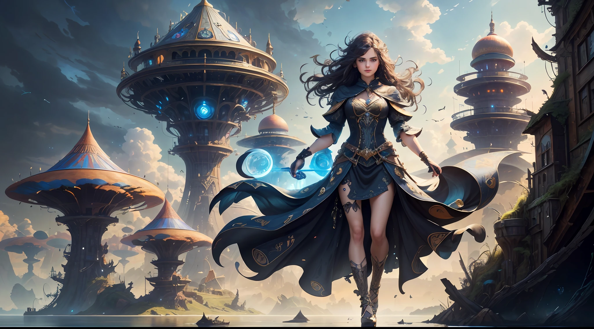 (((Multiplayer, Vivid eyes, men and women))), Best Quality, Realistic, Realistic, Award-Winning Illustrations, (Intricate Details: 1.2), (Fine Details), (Intricate Details), (Cinematic Light, Best Quality Backlight), Clear Lines, Sharp Focus, Official Art, Unity 8k Wallpaper, Ridiculous, Incredibly Absurd, Fantasy Art, RTX, ((Award-winning Triangle Studio Close-up Photo)), 1 Boy, (Shut Up), Best Quality, 4K, beautiful mysterious creatures, female, flying, surrealism, masterpiece by NCWINTERS, in a mysterious country town, masterpiece, intricate details, ff14style, urban painting, bridge, river, giant mushroom, landscape, bright colors, ((((full body image))),