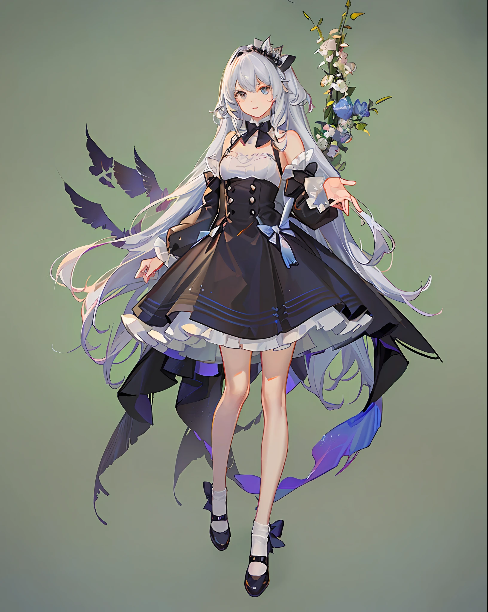 Best quality, super high resolution, super fine face and eyes, white socks, bow clothes, gemstone clothing