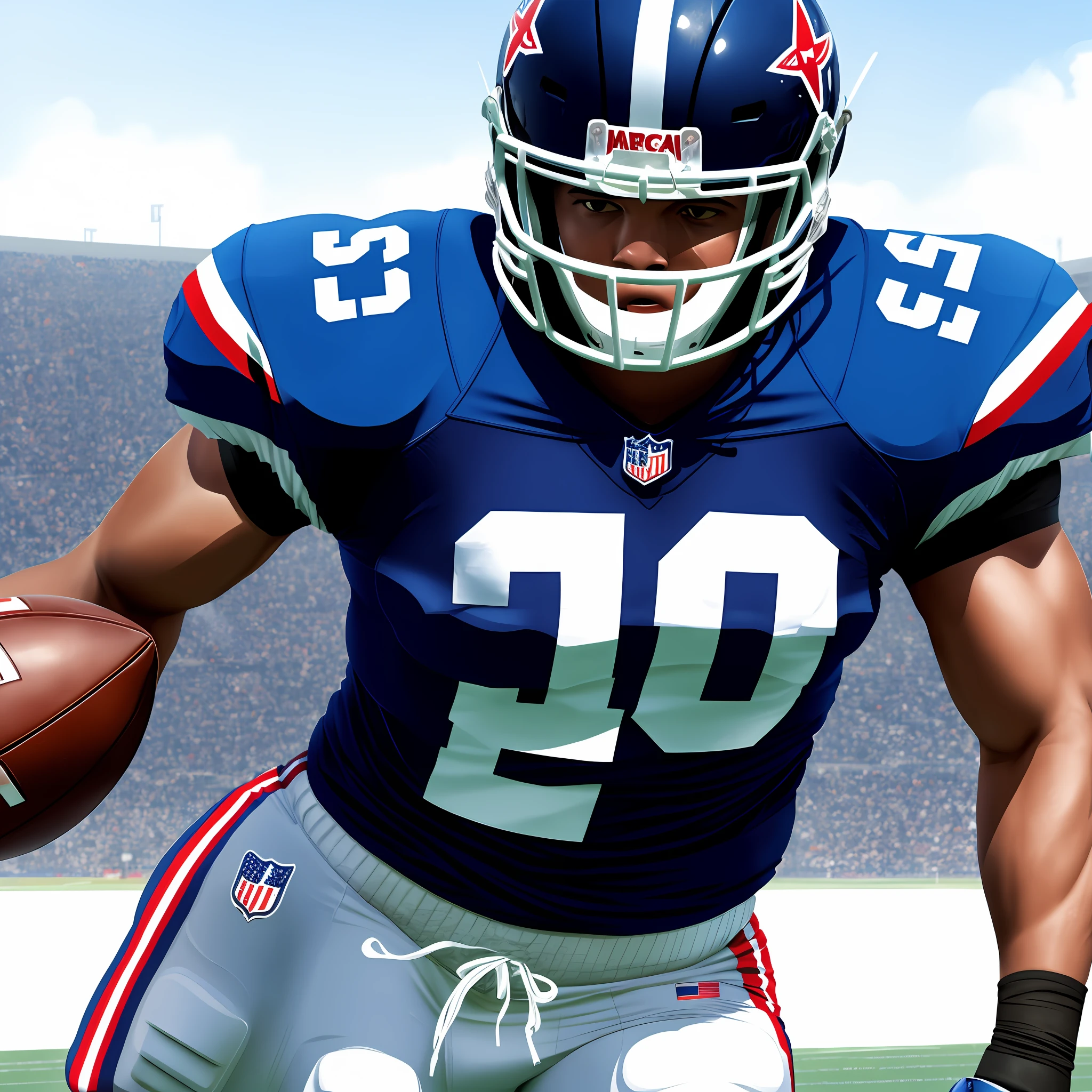 illustration of an american football player, realistic, well detailed, 4k