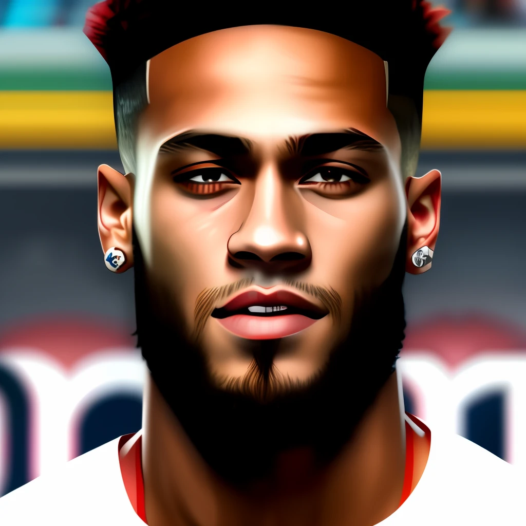 Neymar with beard and red eyes