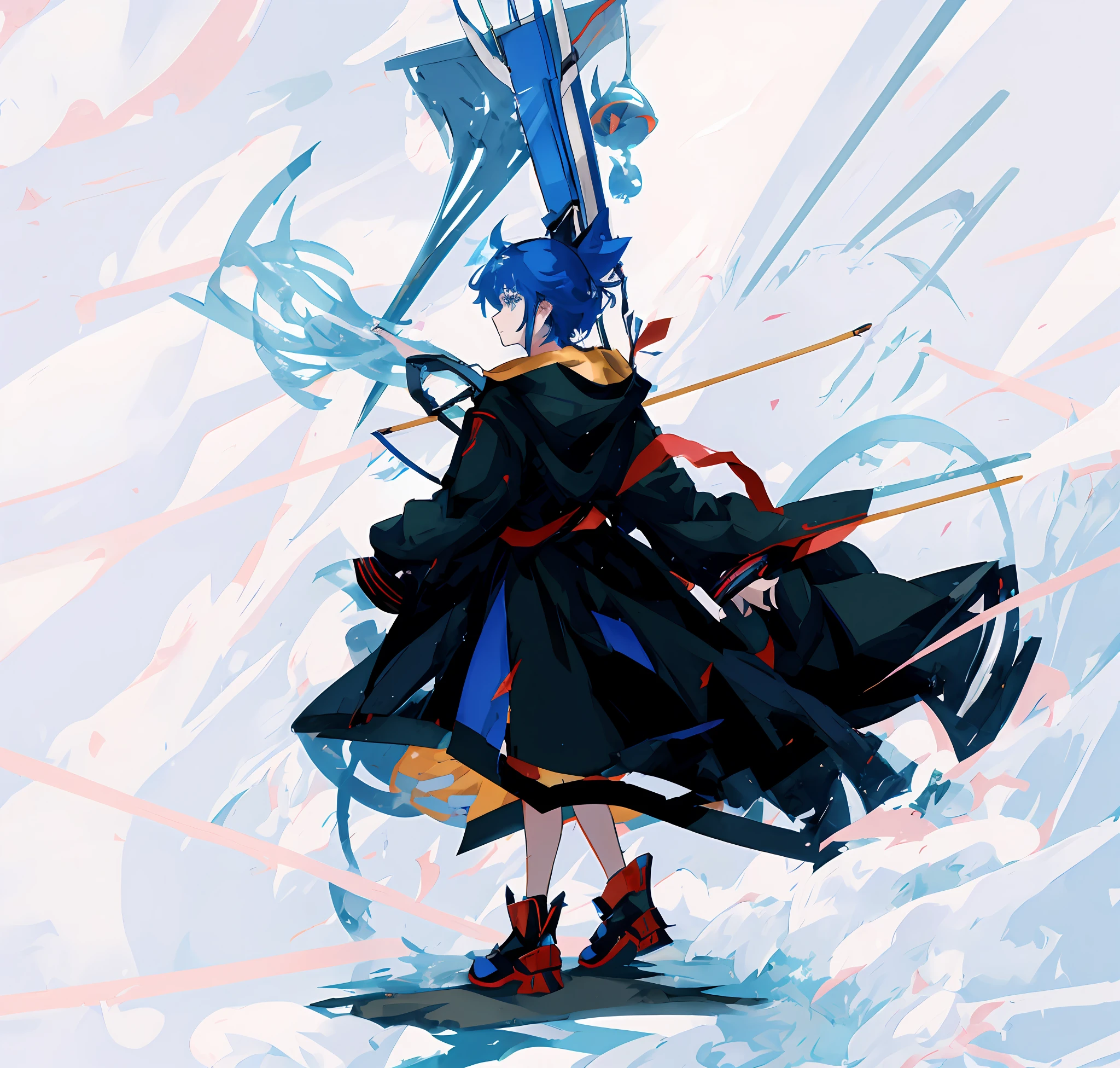 Anime characters with blue hair and black dress holding crossbow, anime style 4 K, 2 d anime style, 2 d anime, badass anime 8 k, zero zen art, 2d art, 2 d art, oriental characters, ufoable art style, kill la kill illustration, anime art wallpaper 8 k, from the east, dolister style