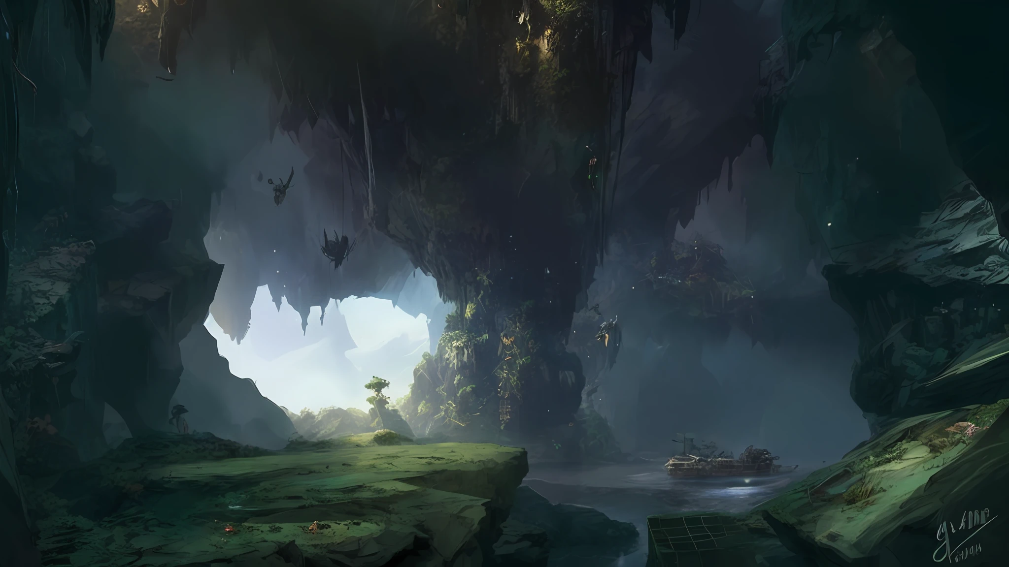 Two-dimensional, there is a cave, environmental concept art, super detailed concept art, 4K concept art, 4K concept art, amazing! concept art, 8K concept art, 8K concept art, concept art 8k resolution, concept art 8k resolution, stunning concept art, super detailed concept art, 8 k matte painting