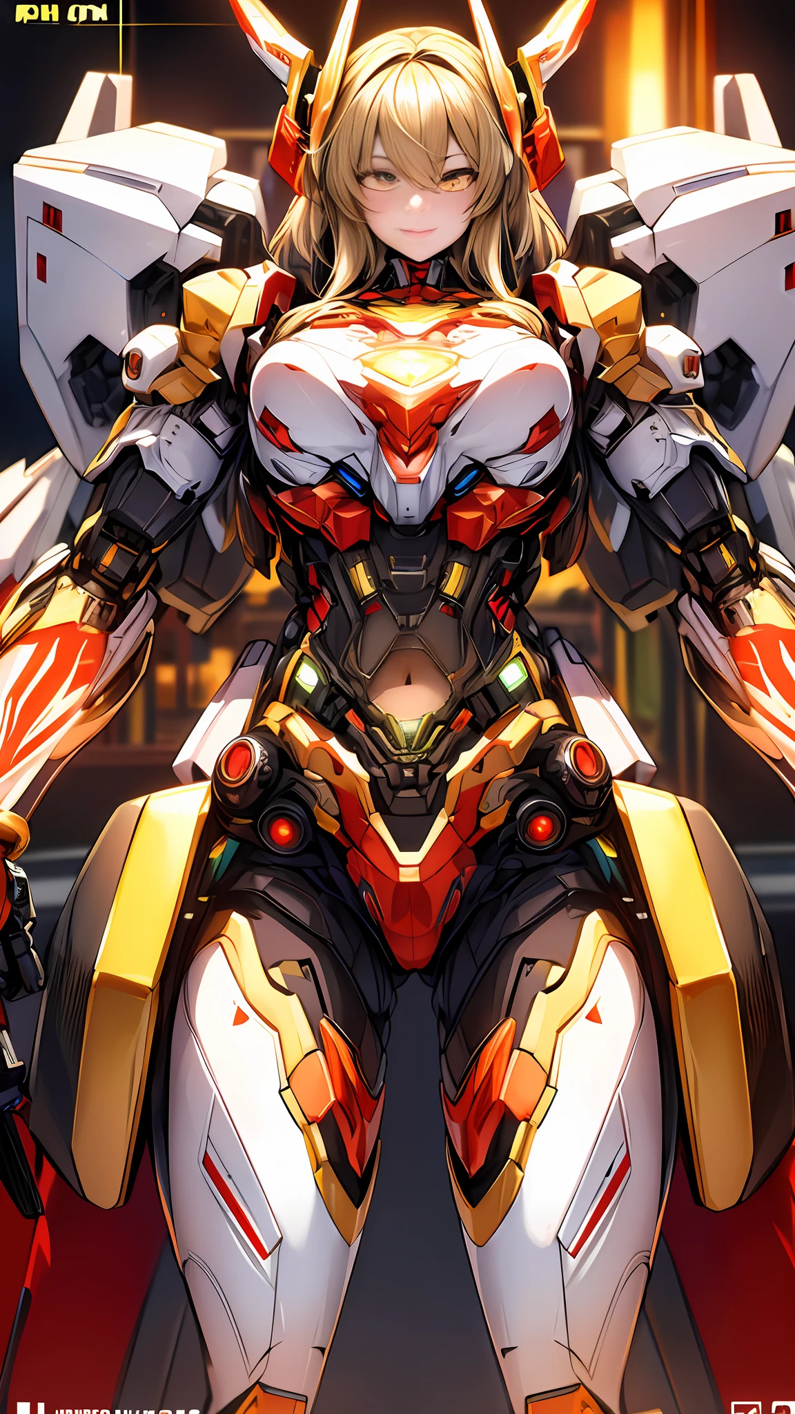 ((Masterpiece, Best Quality)), illustration, ultra-detailed 8K, realistic, clear focus, highly detailed, professional lighting, colorful details, rainbow colors BREAK factory super long shot, (1 large mechanical robot), microchip, computer, luminescence, intricate details, shitu-mecha, exposed navel, tights, white exoskeleton