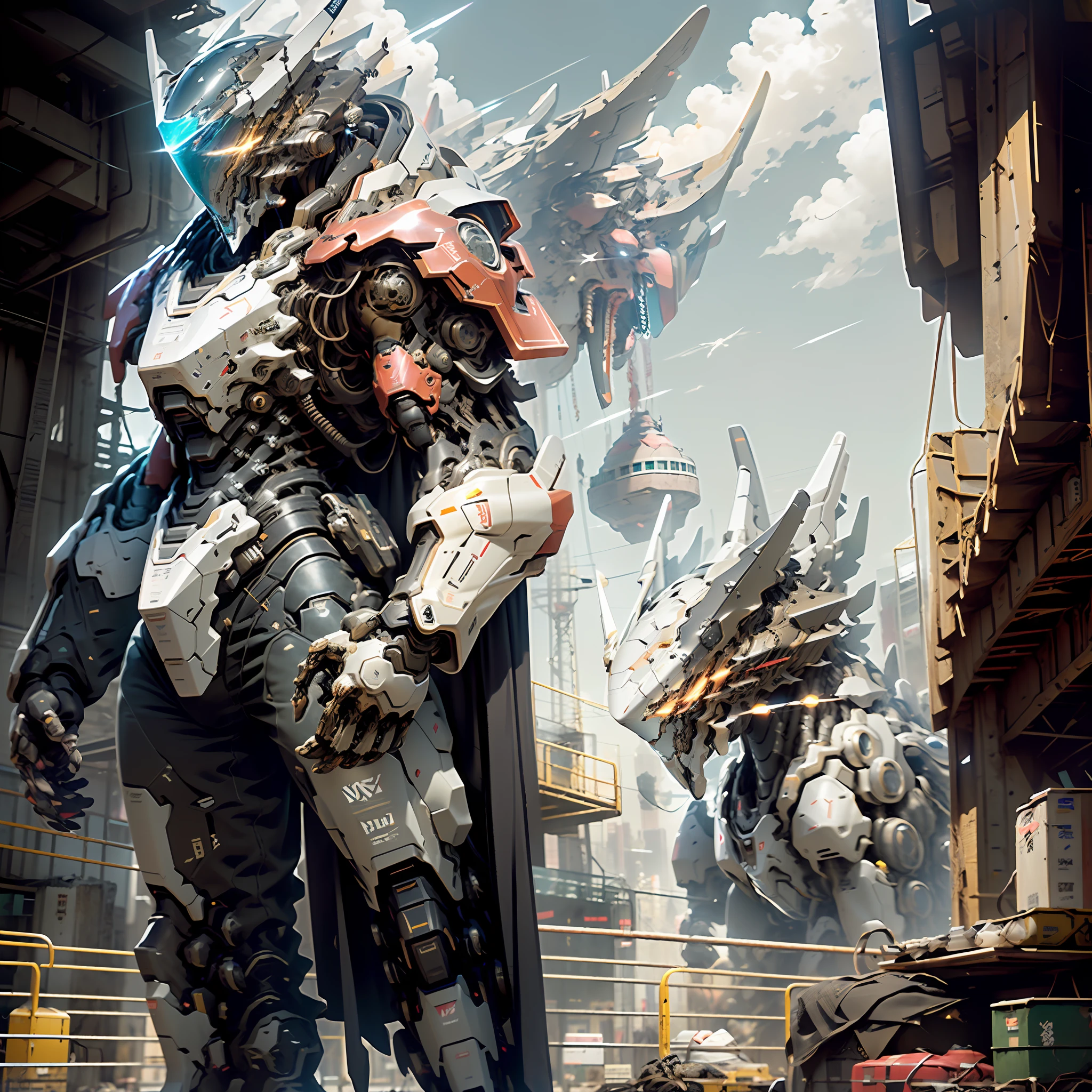 ((Best quality)), ((masterpiece)), (highly detailed:1.3), 3D, pretty, (cyberpunk:1.2), in space, nebula, holding_weapon, (1Female mecha: 1.3), facing the audience, glowing eyes, humanoid mech, (flying, diving down, dynamic, Motion Blur: 1.4), (Giant Mech Wings: 1.6), Look Up, glowing_eyes, Mecha, Panorama, Earth, Nebula, Space, Particle, Reality, HDR (High Dynamic Range), Ray Tracing, NVIDIA RTX, Super Resolution, Unreal 5, Subsurface Scattering, PBR Textures, Post-Processing, Anisotropic Filtering, Depth of Field, Maximum Sharpness and Sharpness, Multi-layer Textures, Albedo and Specular Maps, Surface shading, Accurate simulation of light-material interactions, Perfect Proportions, Octane Render, Two-tone illumination, Large aperture, Low ISO, White balance, Rule of Thirds, 8K RAW, High Performance Sub-Pixel, Subpixel Convolution,