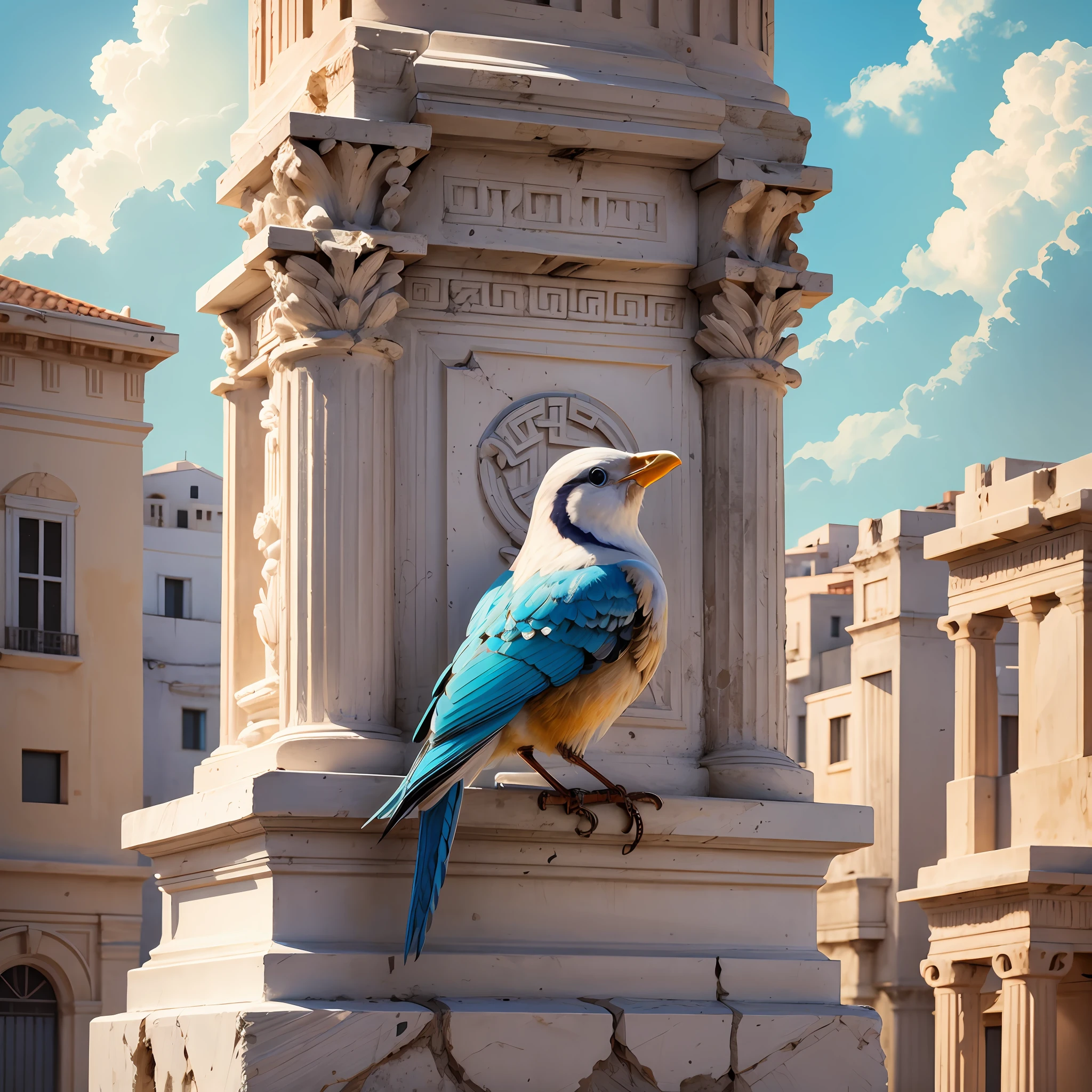 a Greek bird sitting on the pillar facing right --auto --s2